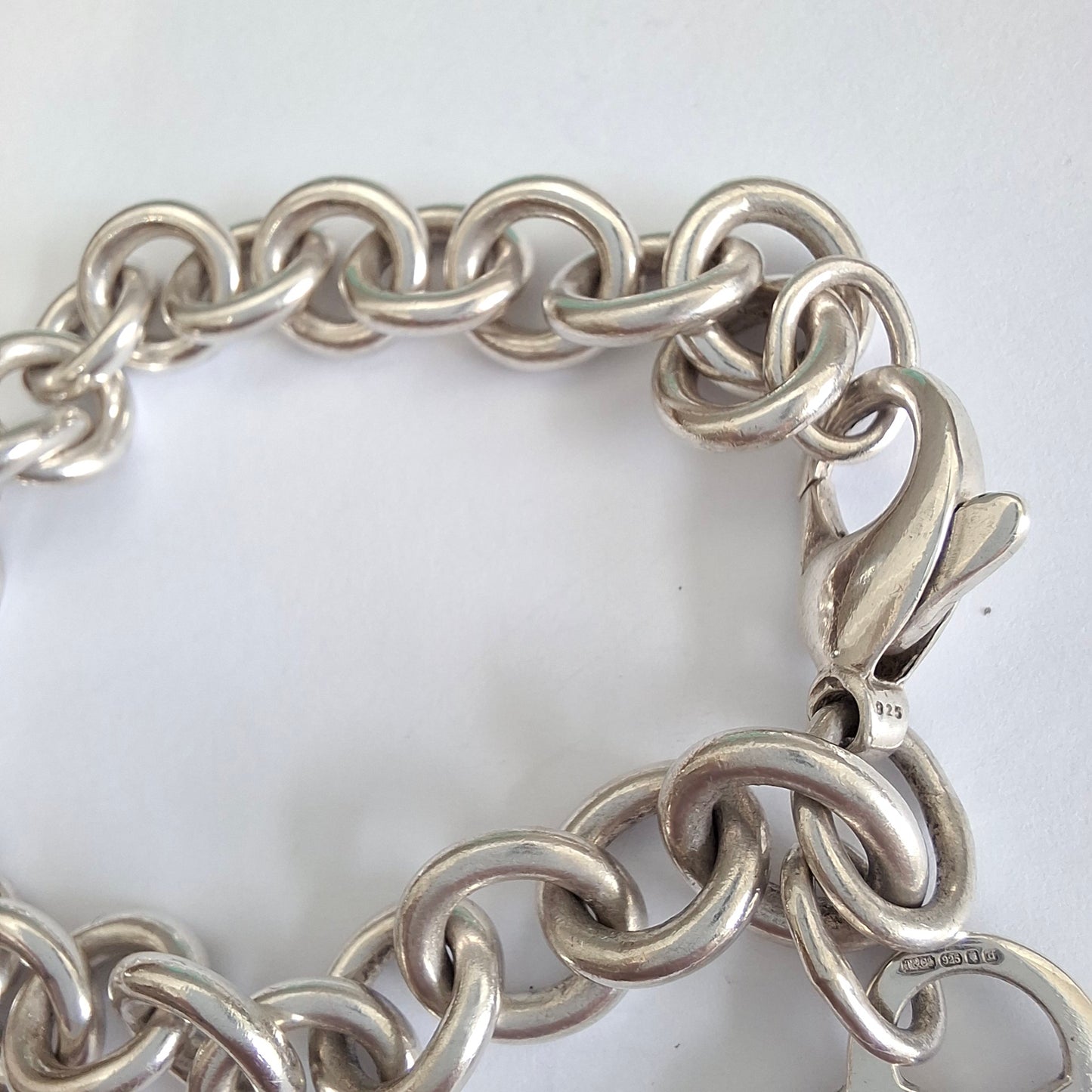 Vintage Tiffany & Co Plain Heart Tag Charm Bracelet in 925 Sterling Silver