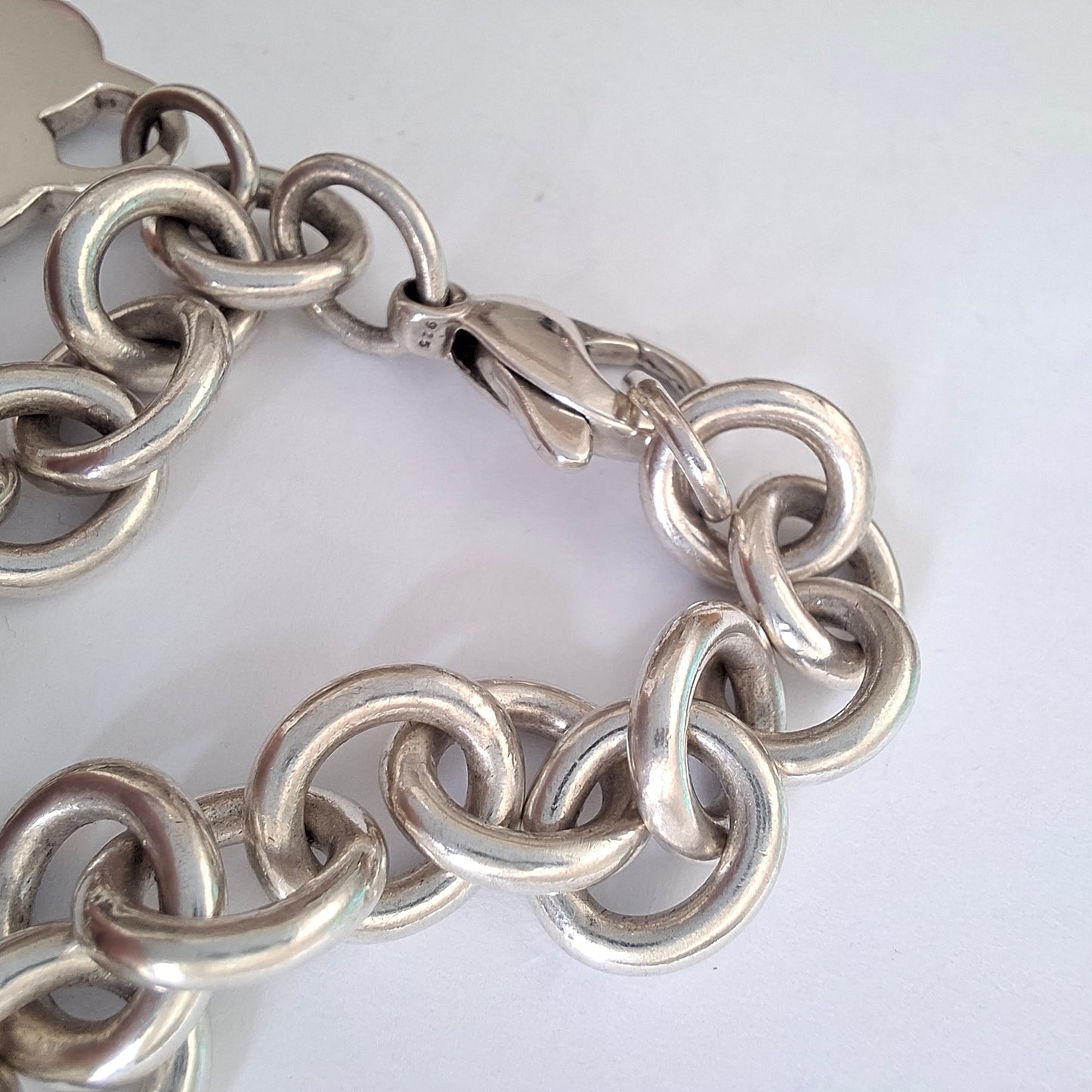 Vintage Tiffany & Co Plain Heart Tag Charm Bracelet in 925 Sterling Silver