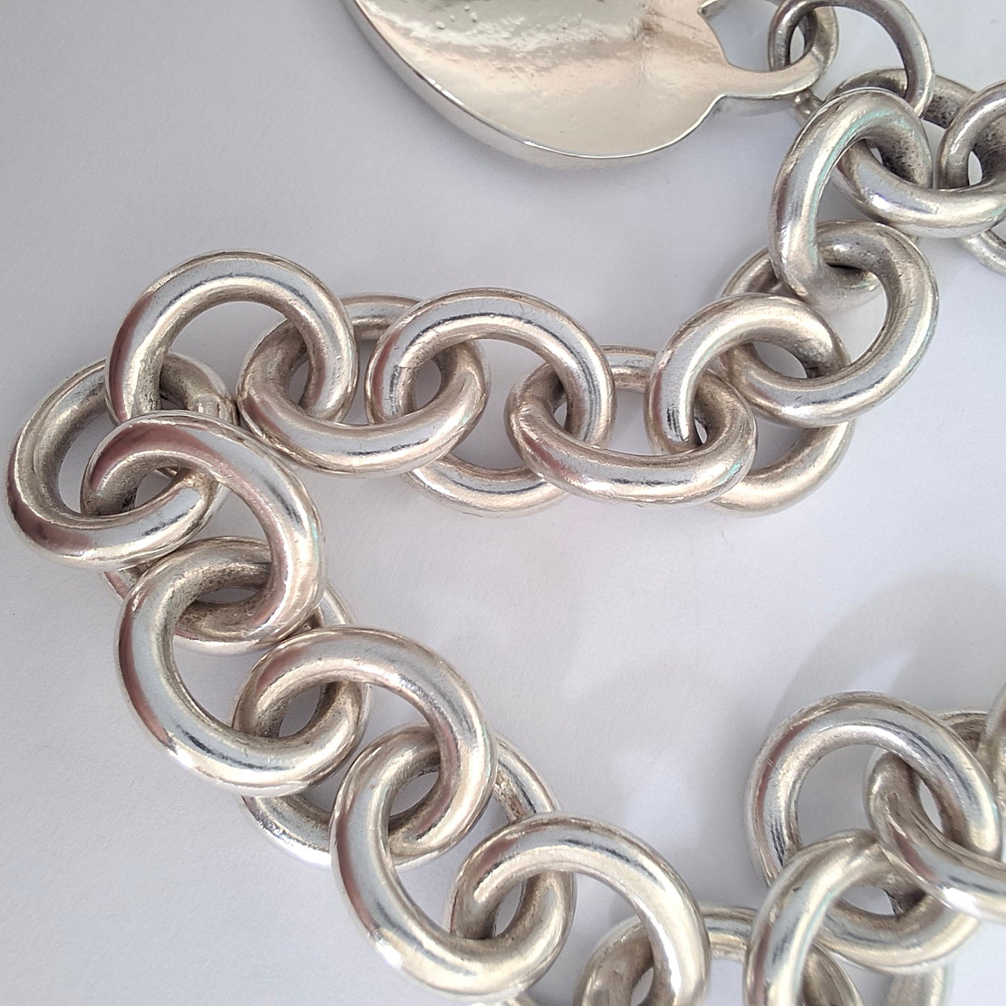 Vintage Tiffany & Co Plain Heart Tag Charm Bracelet in 925 Sterling Silver