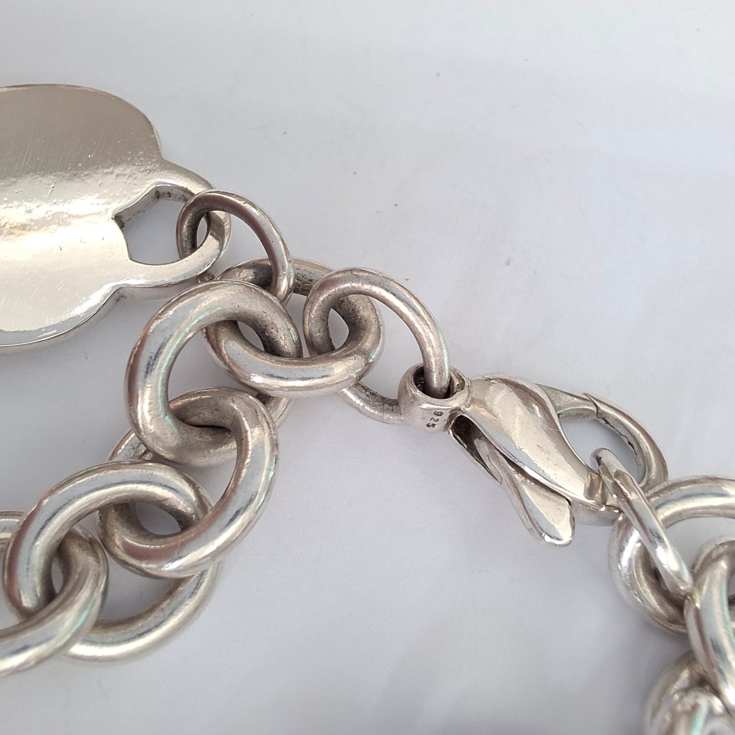 Vintage Tiffany & Co Plain Heart Tag Charm Bracelet in 925 Sterling Silver