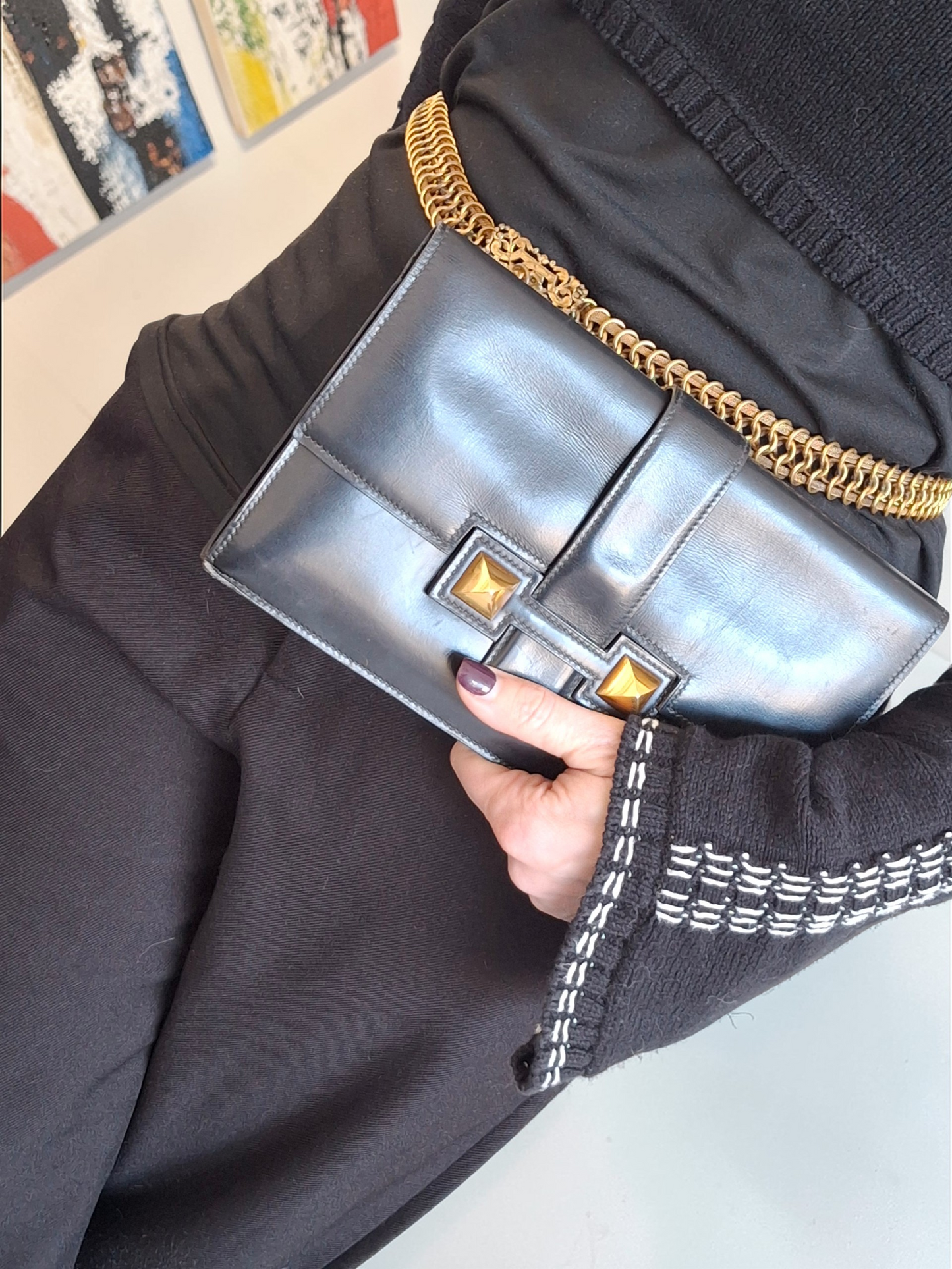 Vintage Hermes Medor Leather Clutch Bag