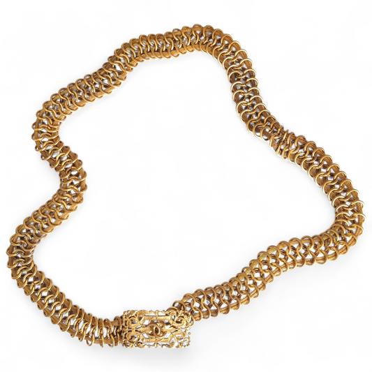 Vintage 1950s Chanel Gilt Metal Filigree Chain Belt