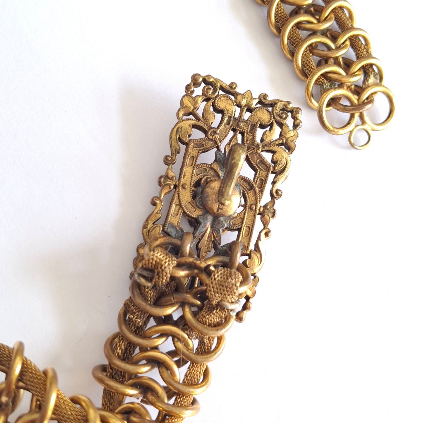 Vintage 1950s Chanel Gilt Metal Filigree Chain Belt