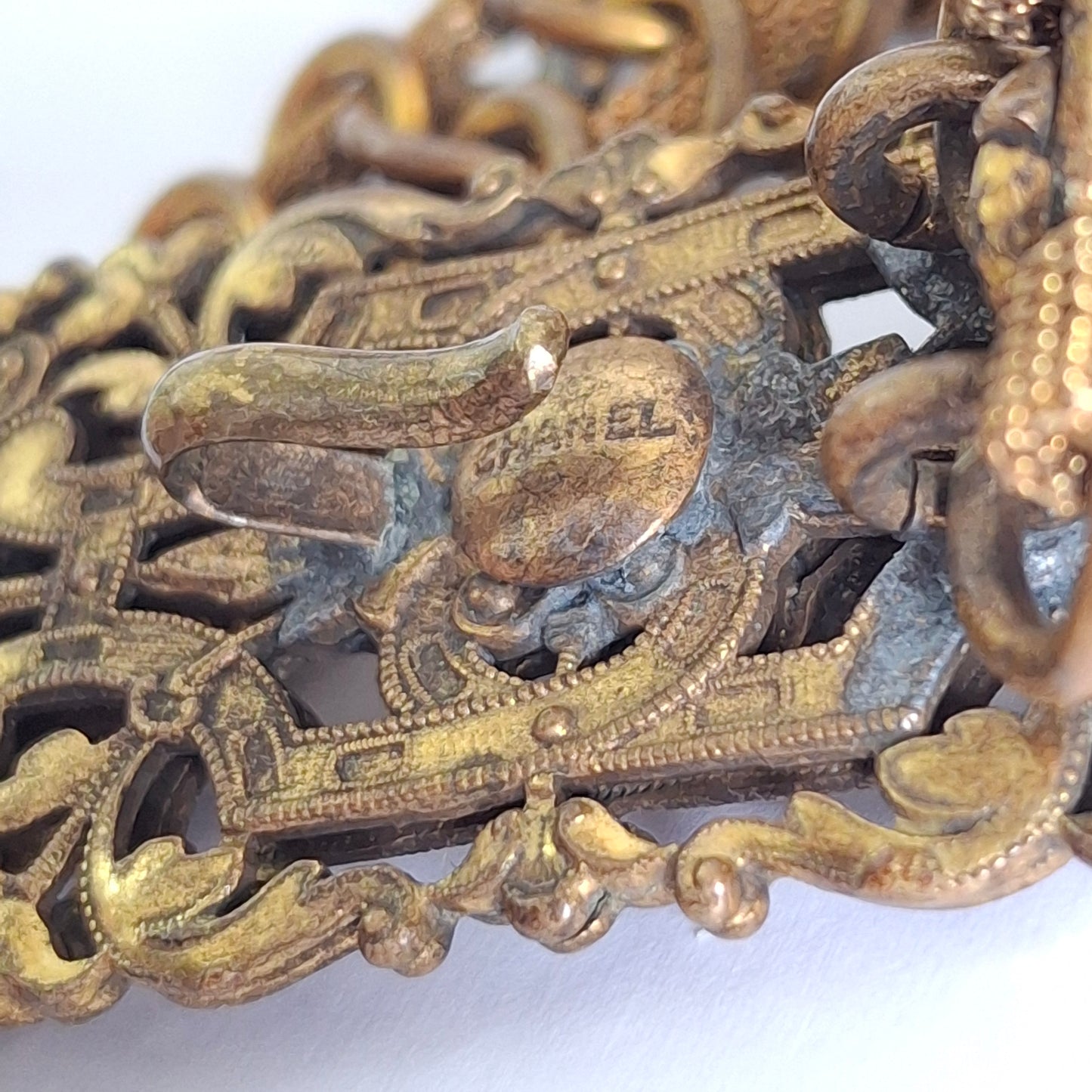 Vintage 1950s Chanel Gilt Metal Filigree Chain Belt