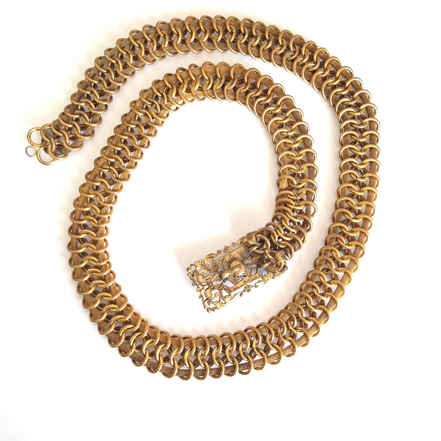 Vintage 1950s Chanel Gilt Metal Filigree Chain Belt