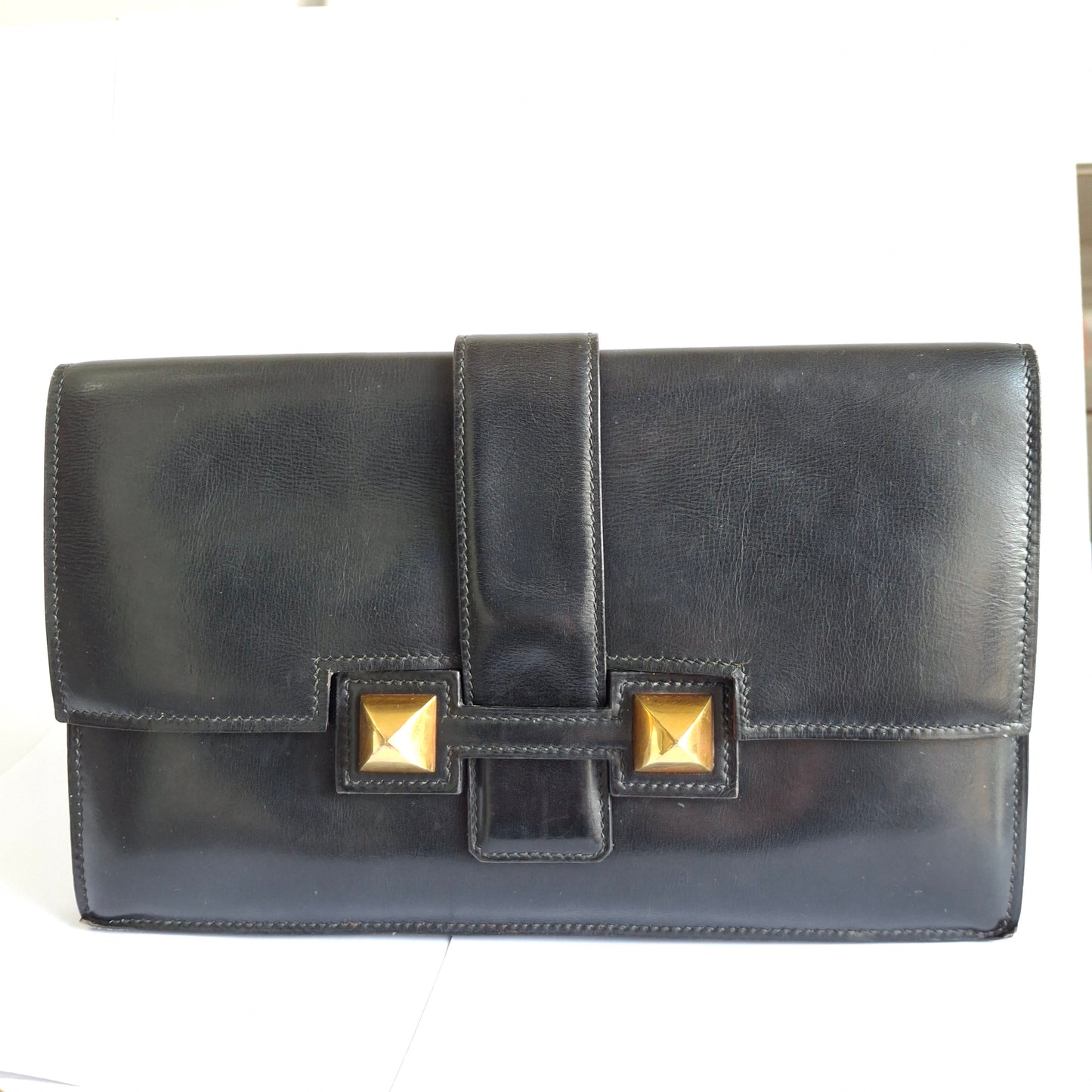 Vintage Hermes Medor Leather Clutch Bag
