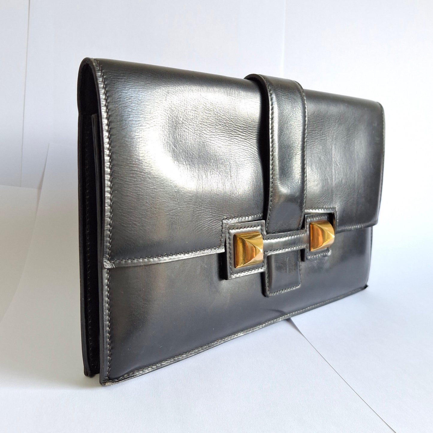 Vintage Hermes Medor Leather Clutch Bag