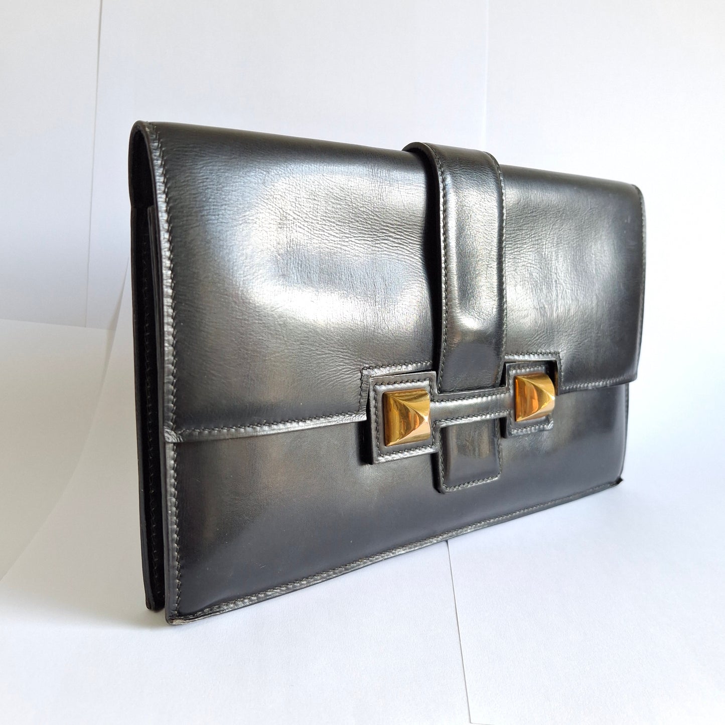 Vintage Hermes Medor Leather Clutch Bag