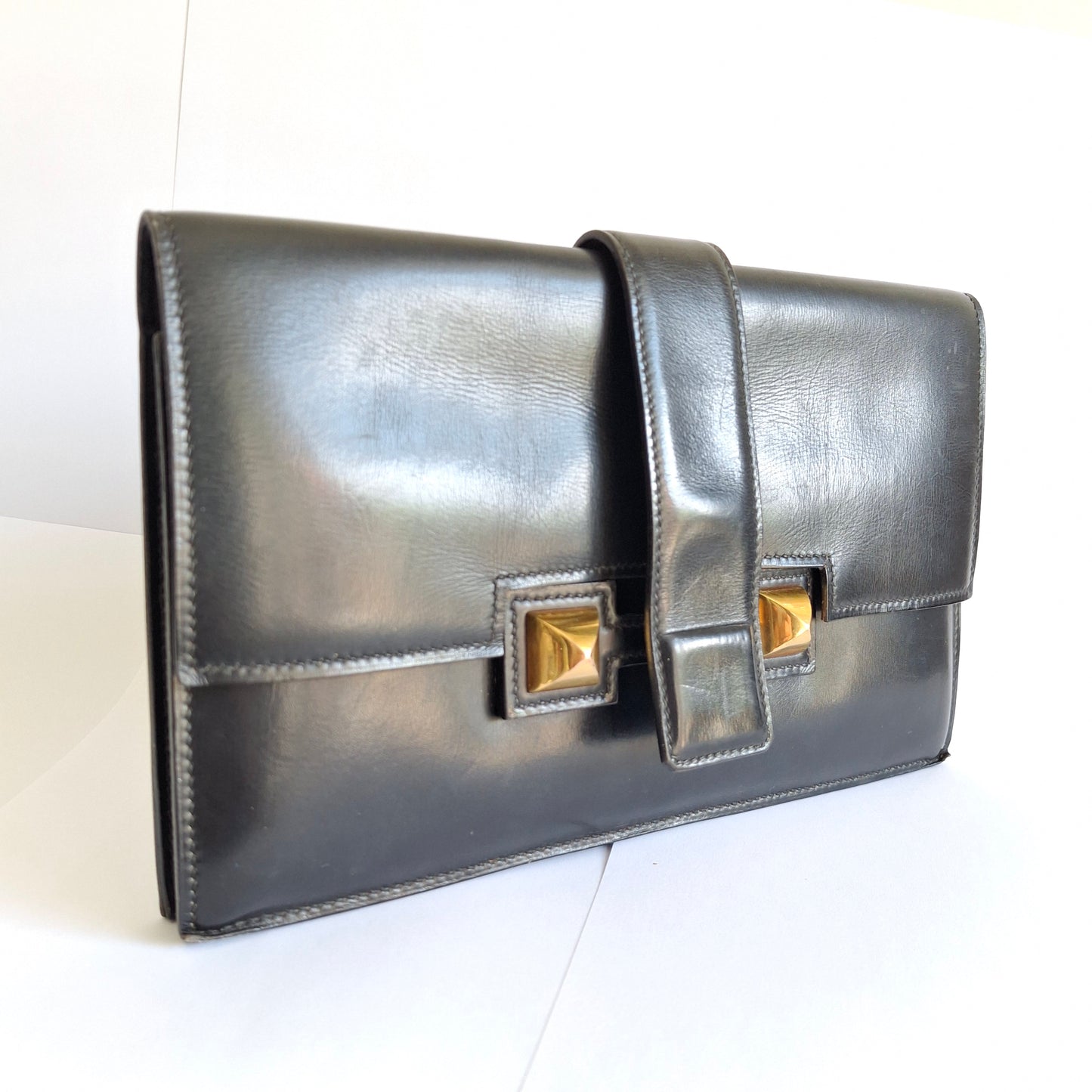 Vintage Hermes Medor Leather Clutch Bag