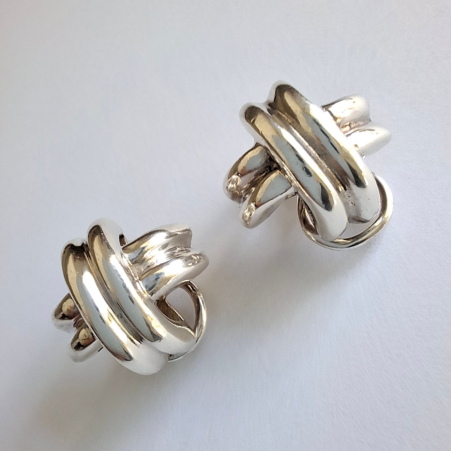 Vintage Tiffany & Co Signature X Earrings in Sterling Silver with Solid Gold Posts