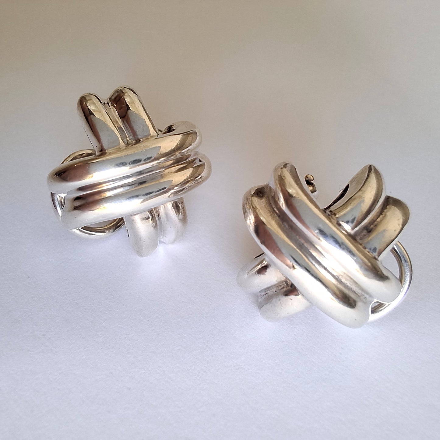 Vintage Tiffany & Co Signature X Earrings in Sterling Silver with Solid Gold Posts