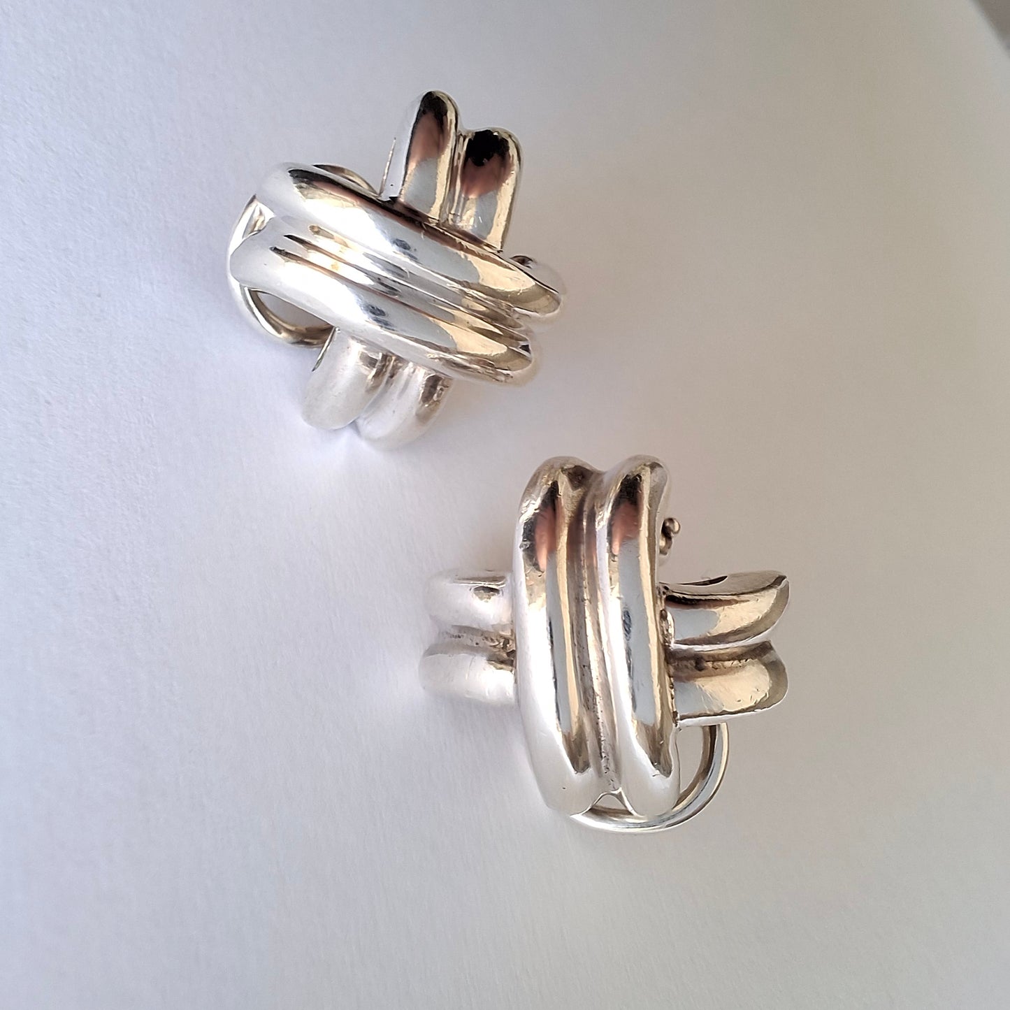 Vintage Tiffany & Co Signature X Earrings in Sterling Silver with Solid Gold Posts