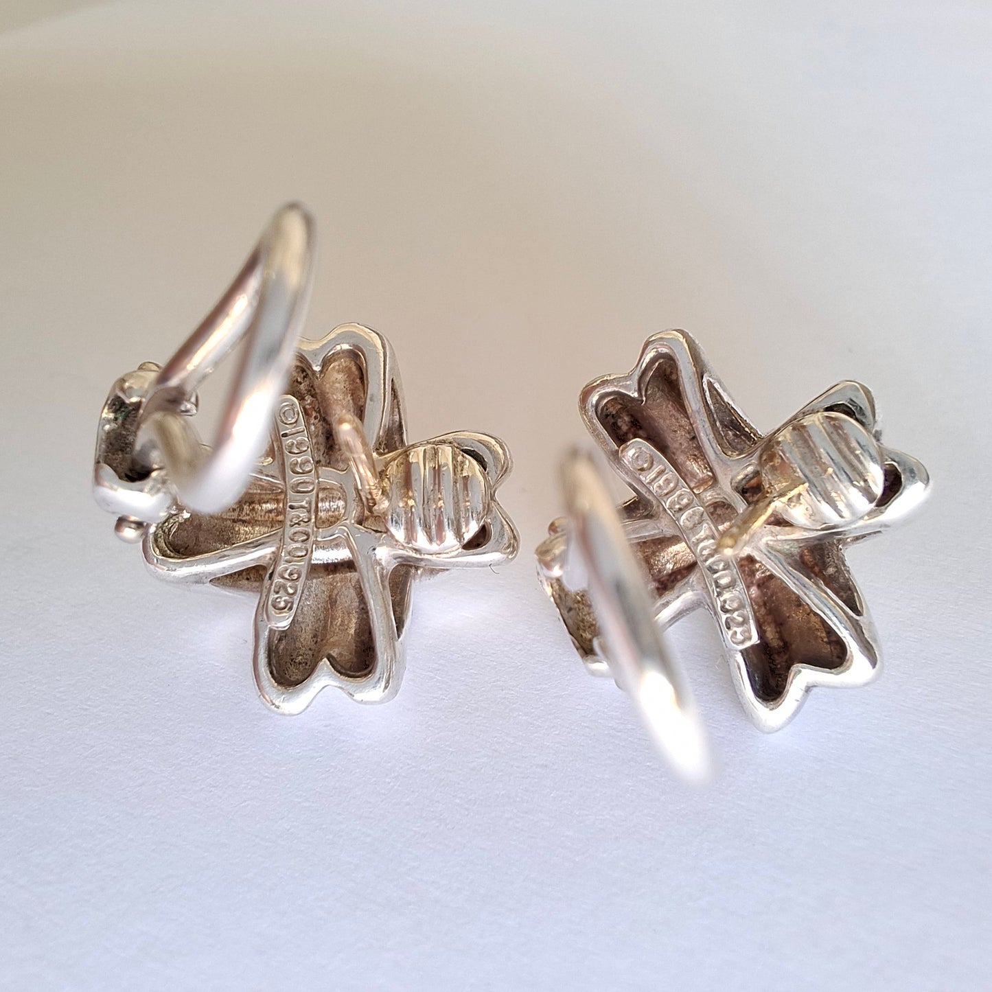 Vintage Tiffany & Co Signature X Earrings in Sterling Silver with Solid Gold Posts