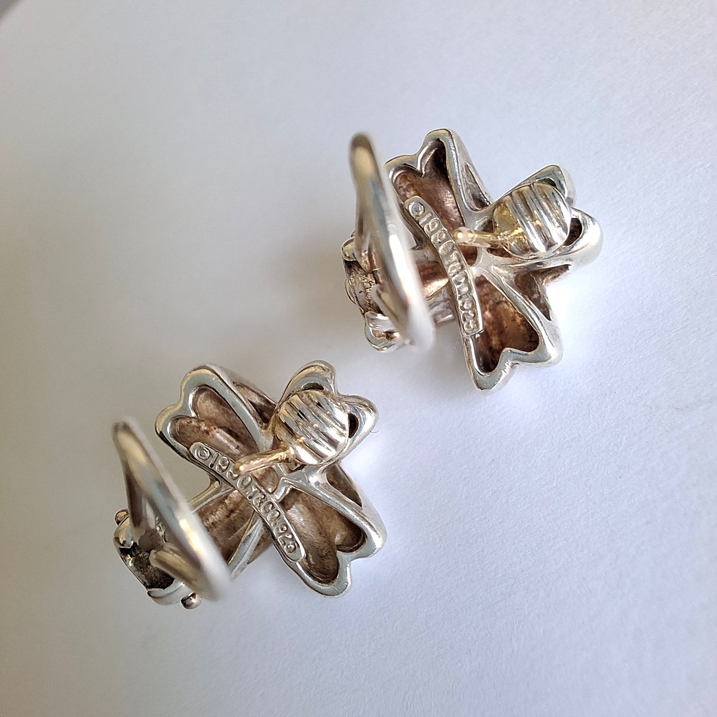 Vintage Tiffany & Co Signature X Earrings in Sterling Silver with Solid Gold Posts