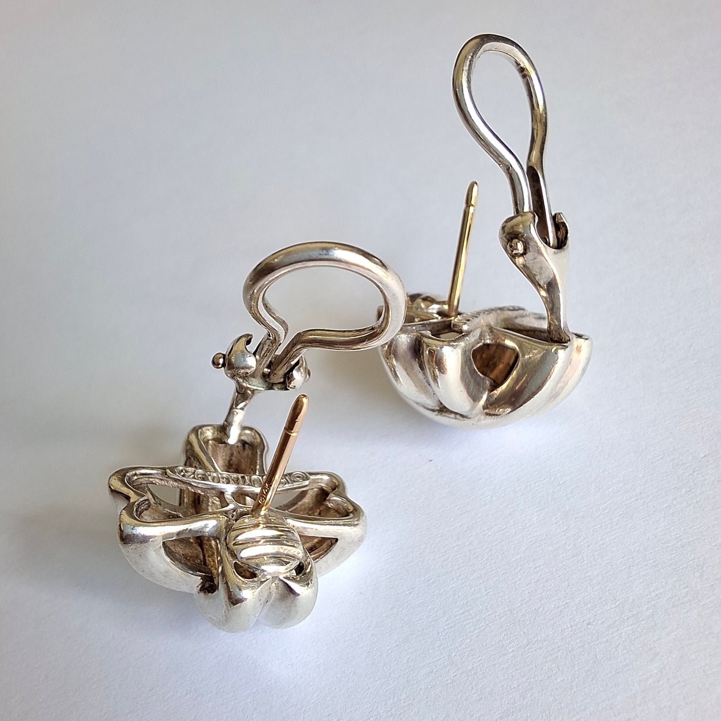Vintage Tiffany & Co Signature X Earrings in Sterling Silver with Solid Gold Posts