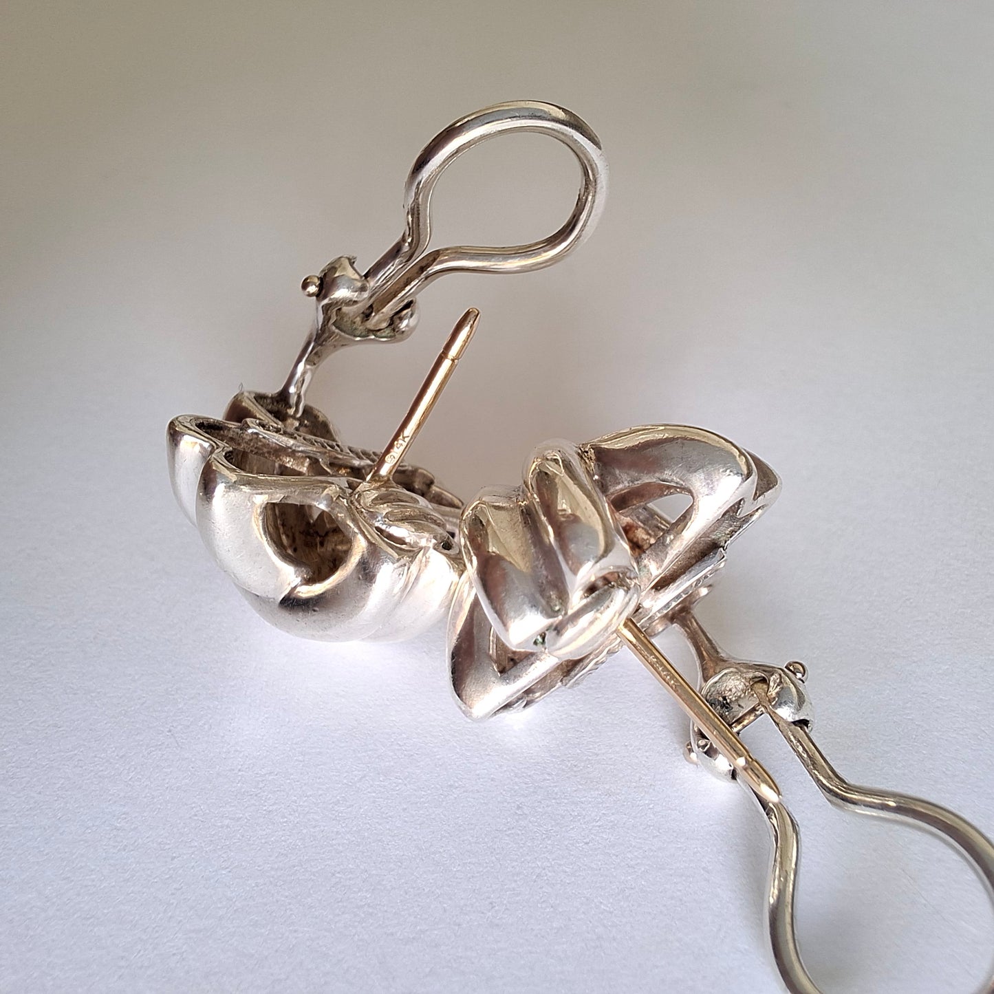 Vintage Tiffany & Co Signature X Earrings in Sterling Silver with Solid Gold Posts