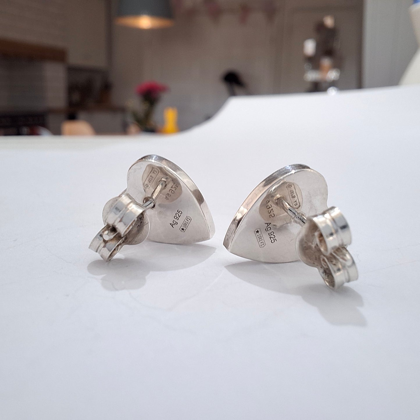 Silver Gucci Trademark Heart Stud Earrings