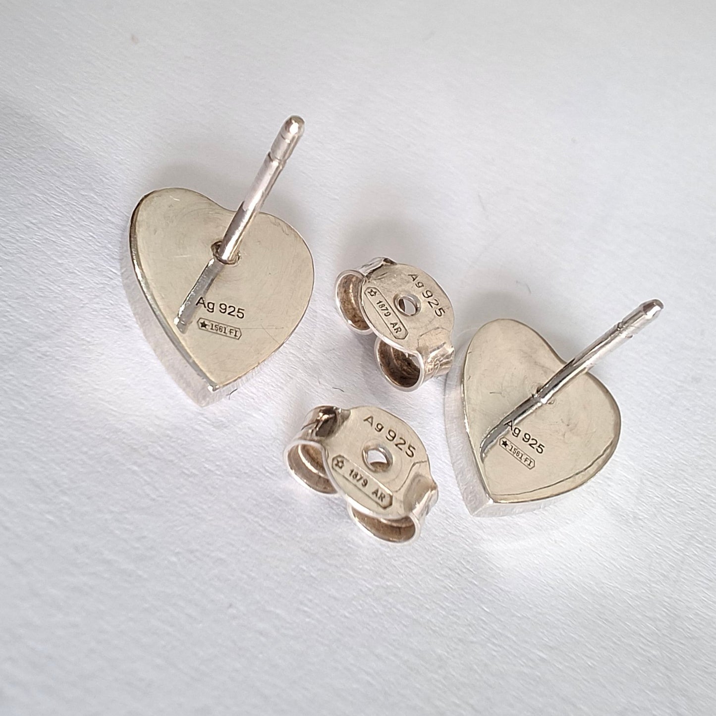 Silver Gucci Trademark Heart Stud Earrings