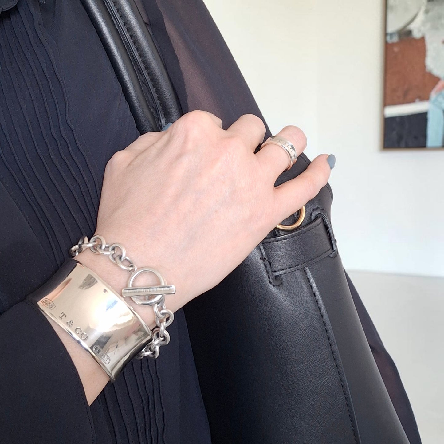 Vintage Tiffany & Co 1837 Wide Cuff Bracelet in Hallmarked Sterling Silver