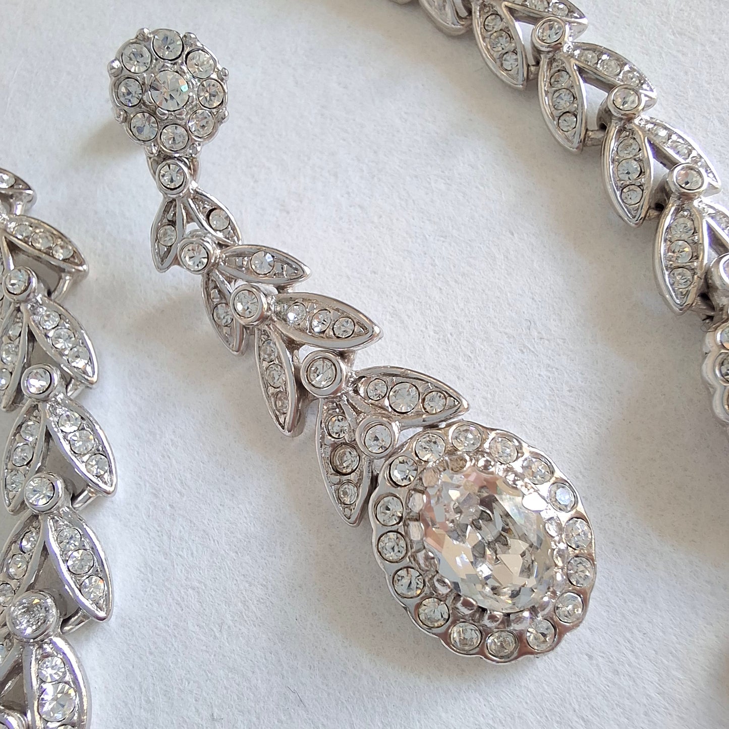 Vintage Attwood & Sawyer Clear Crystal Necklace Bracelet and Earrings Set