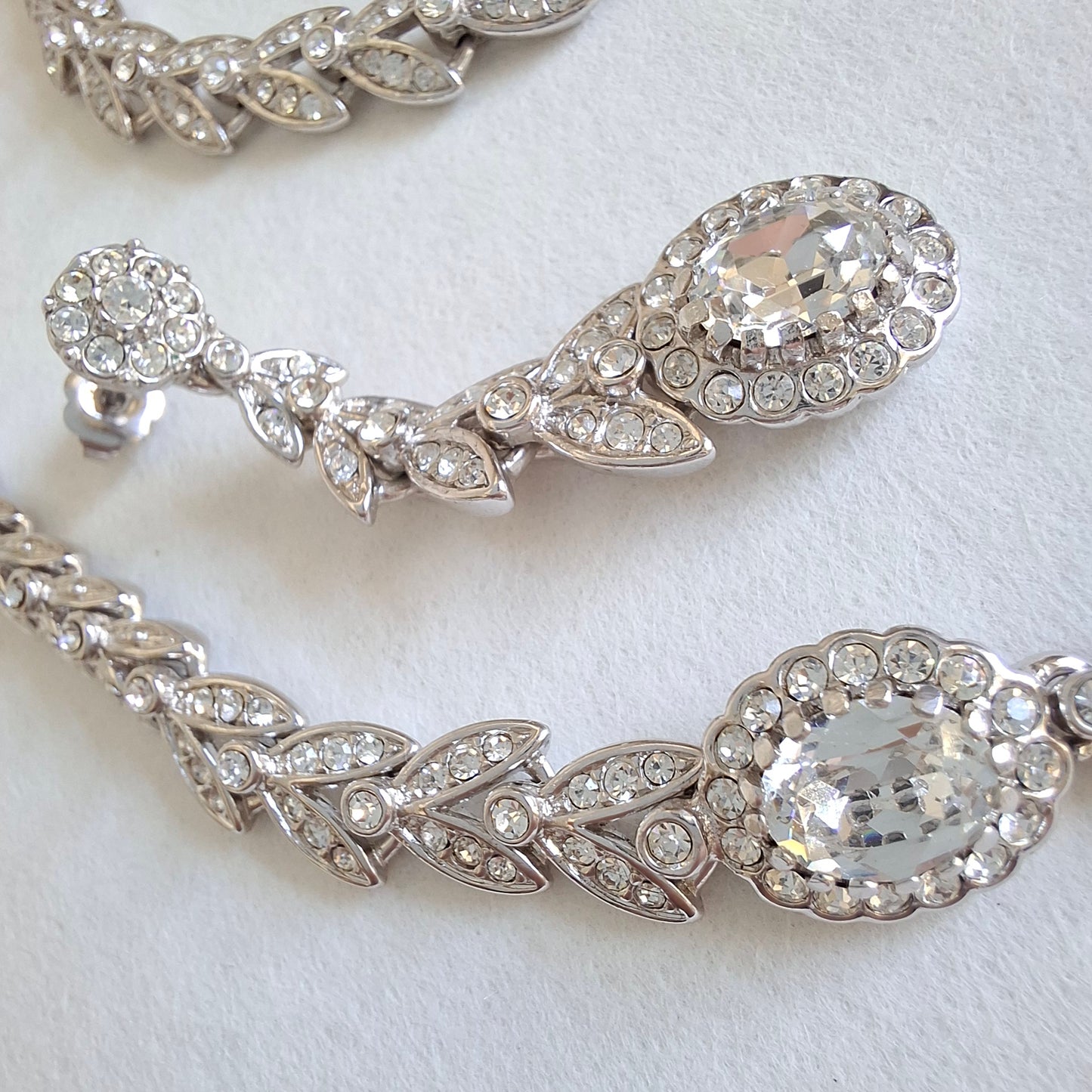 Vintage Attwood & Sawyer Clear Crystal Necklace Bracelet and Earrings Set