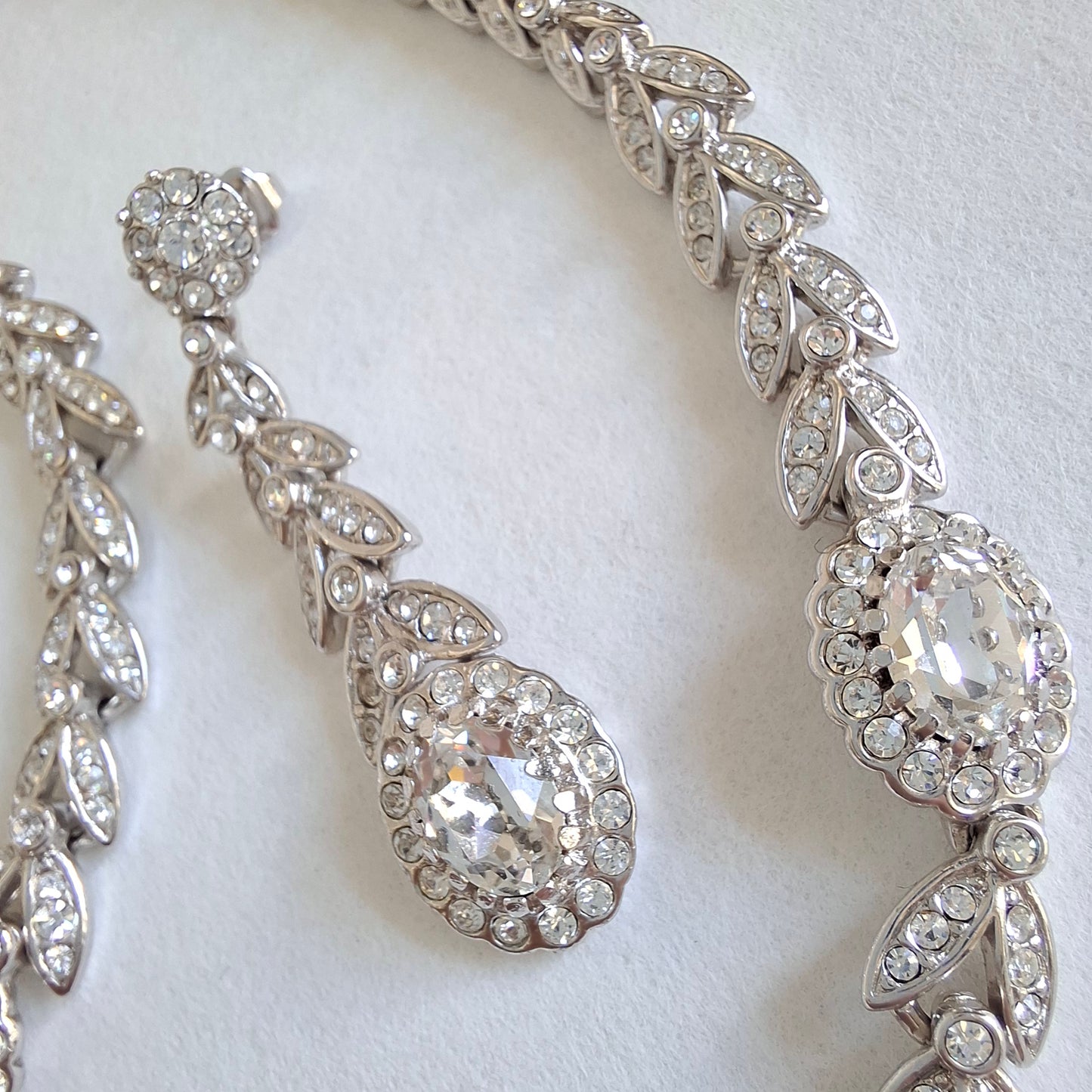 Vintage Attwood & Sawyer Clear Crystal Necklace Bracelet and Earrings Set