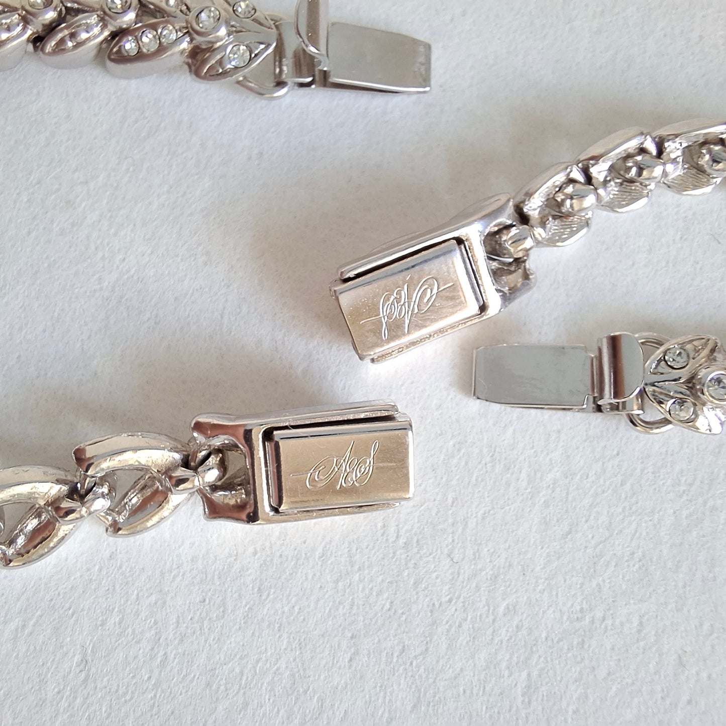 Vintage Attwood & Sawyer Clear Crystal Necklace Bracelet and Earrings Set