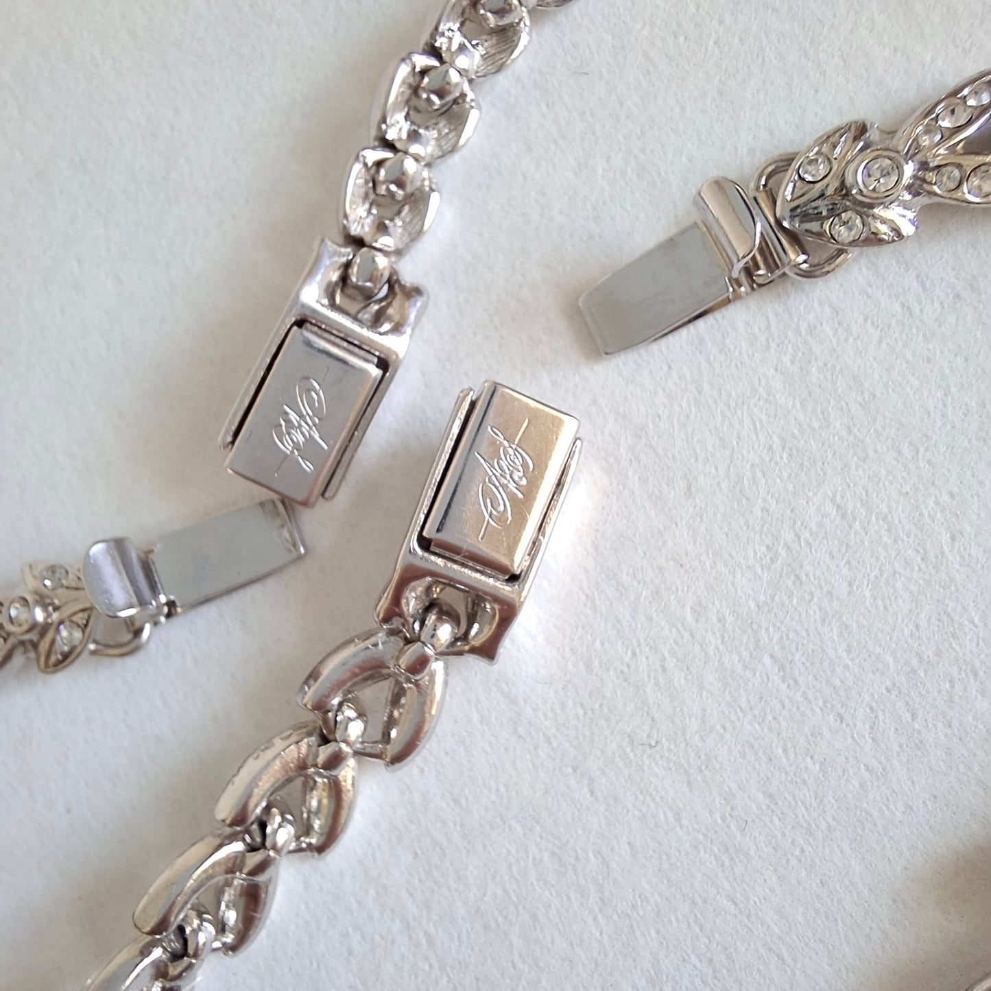 Vintage Attwood & Sawyer Clear Crystal Necklace Bracelet and Earrings Set