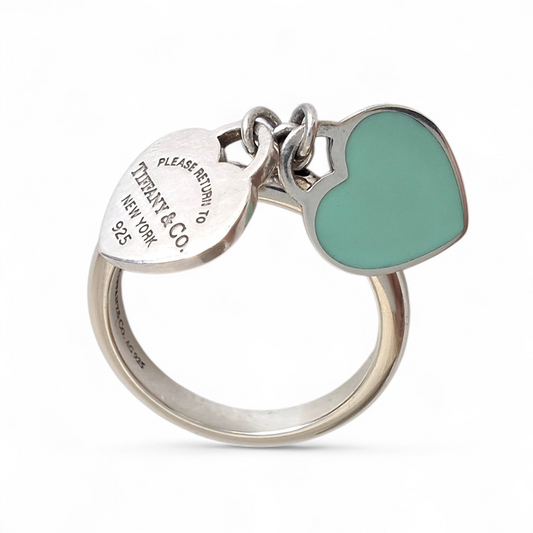 Tiffany Blue Return to Tiffany Double Heart Tag Ring in Sterling Silver
