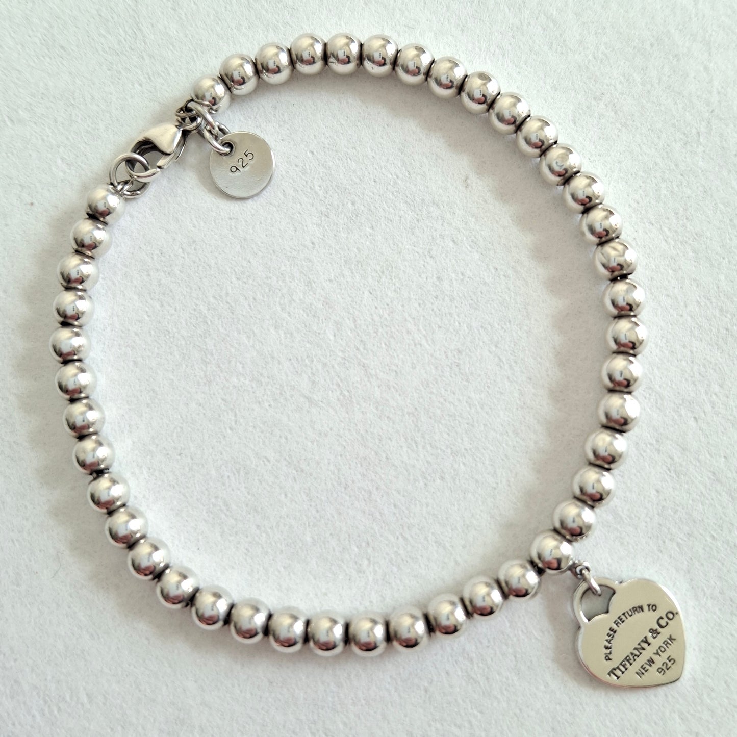 Tiffany Blue Return to Tiffany Heart Tag Bead Bracelet in Sterling Silver