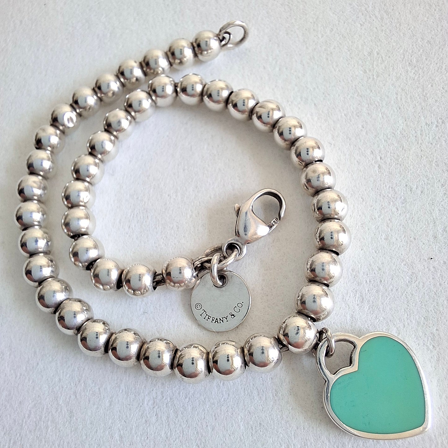 Tiffany Blue Return to Tiffany Heart Tag Bead Bracelet in Sterling Silver