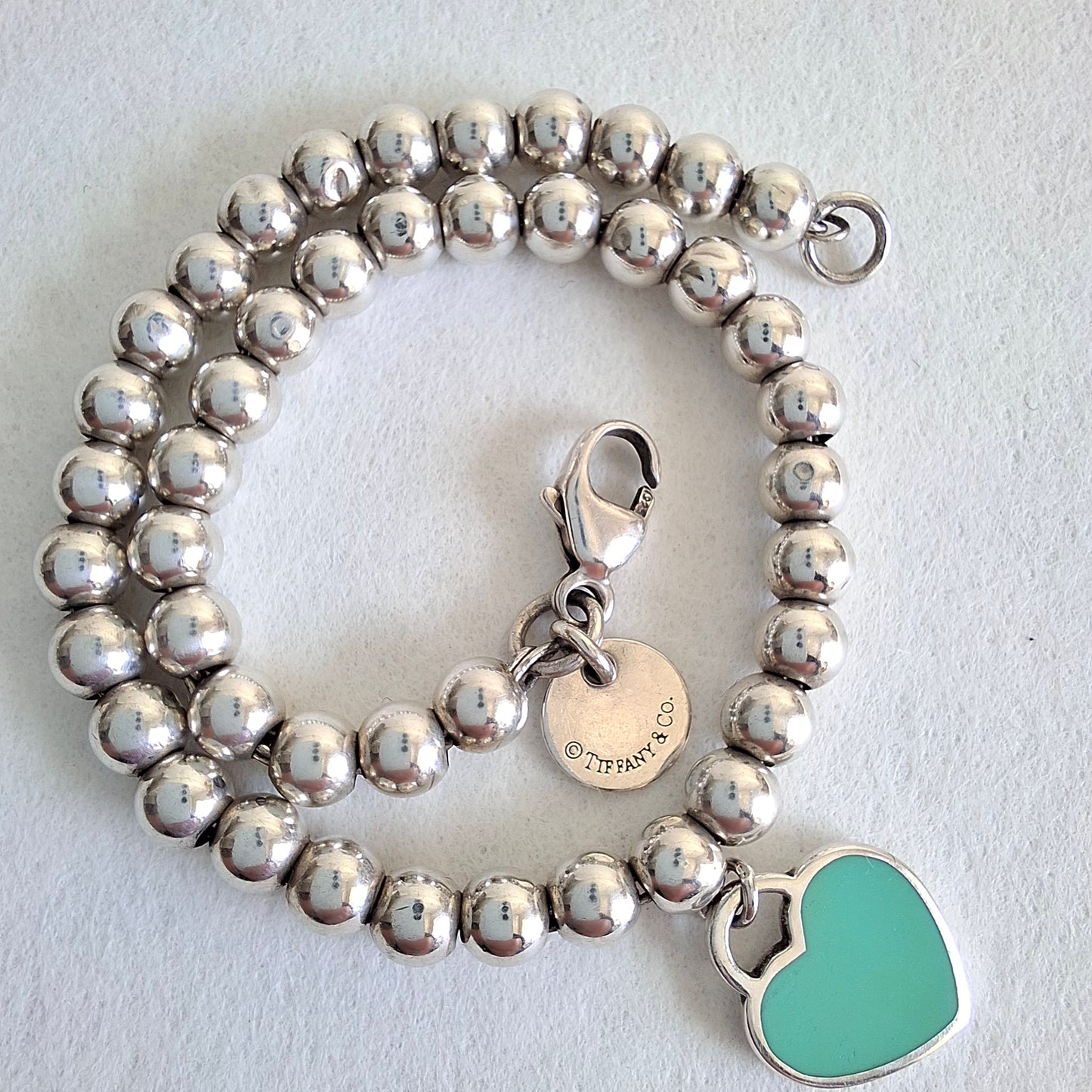 Tiffany Blue Return to Tiffany Heart Tag Bead Bracelet in Sterling Silver