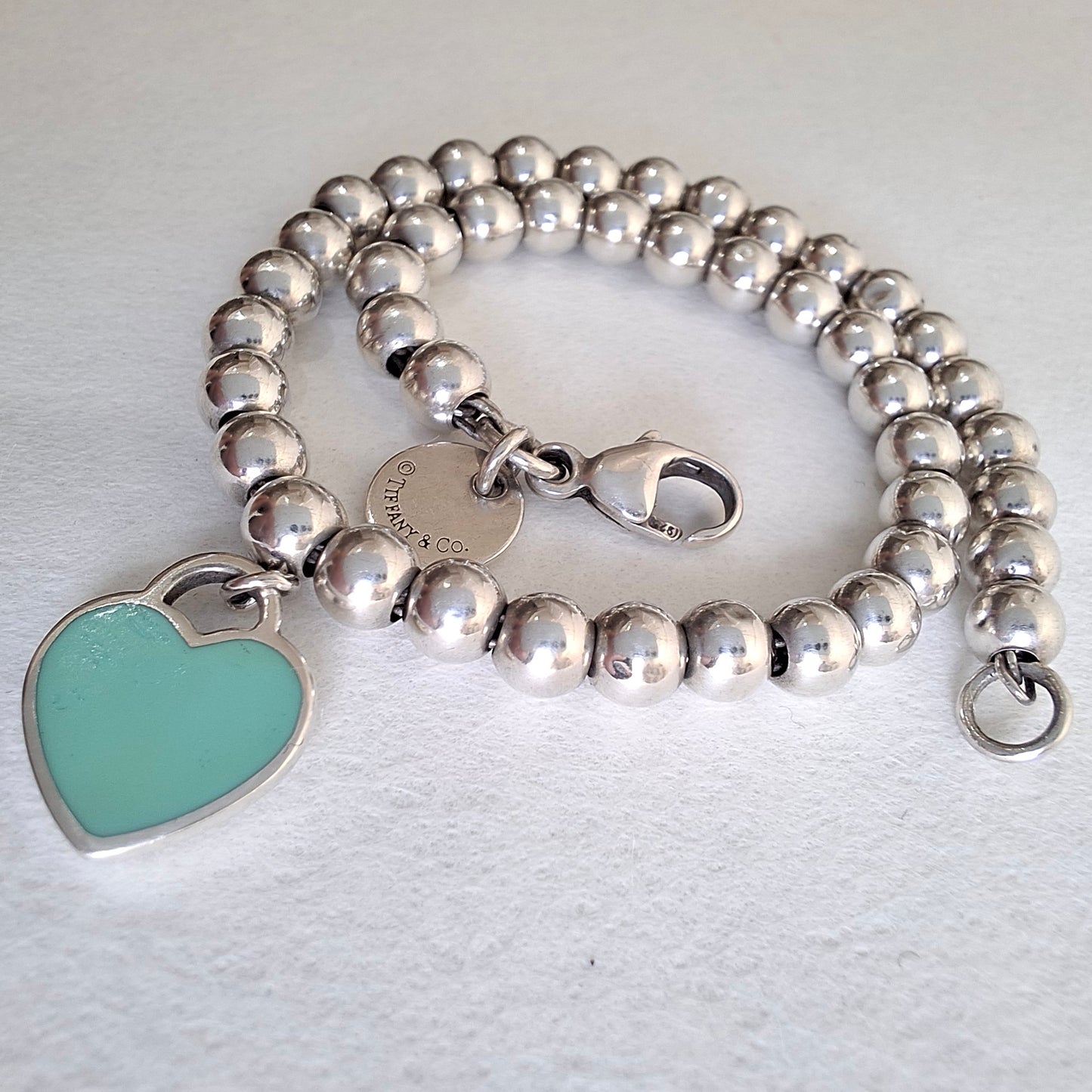 Tiffany Blue Return to Tiffany Heart Tag Bead Bracelet in Sterling Silver