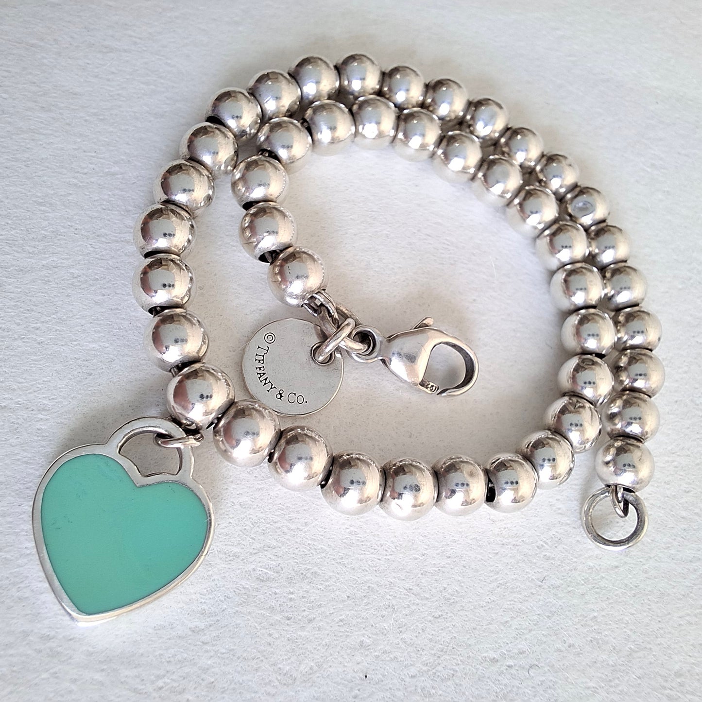 Tiffany Blue Return to Tiffany Heart Tag Bead Bracelet in Sterling Silver
