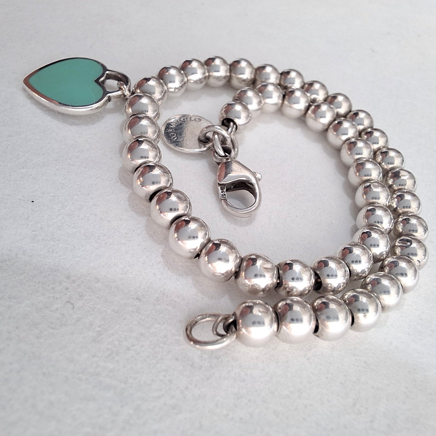 Tiffany Blue Return to Tiffany Heart Tag Bead Bracelet in Sterling Silver