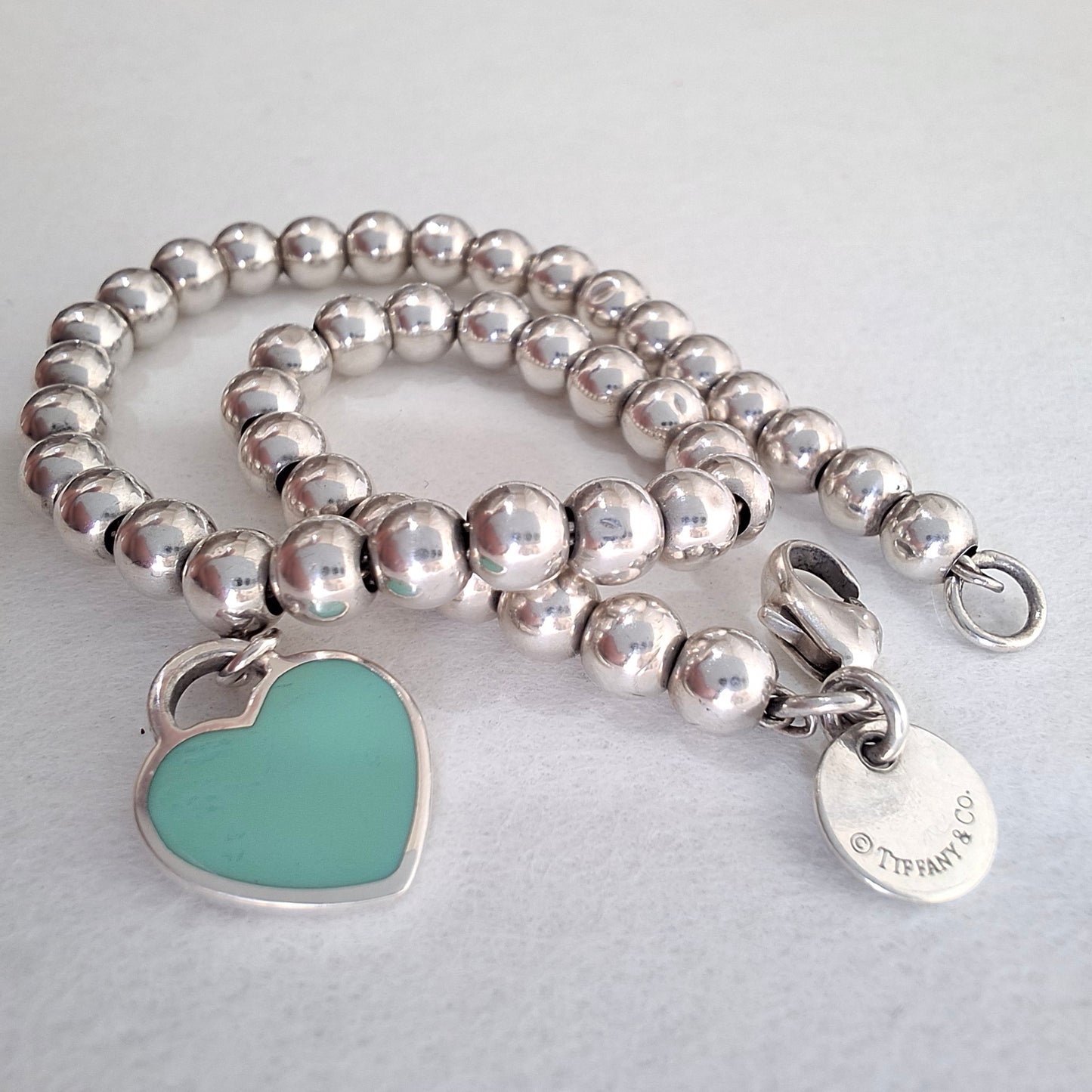 Tiffany Blue Return to Tiffany Heart Tag Bead Bracelet in Sterling Silver