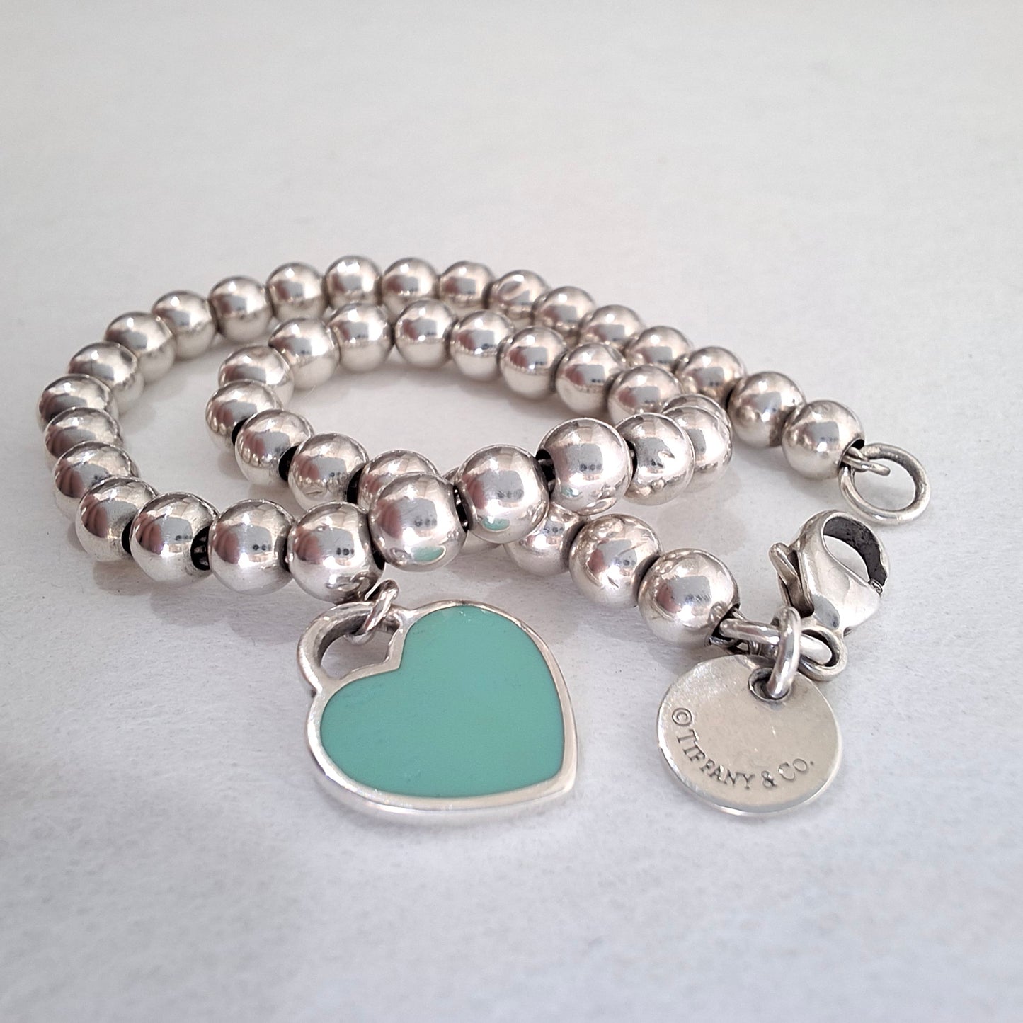 Tiffany Blue Return to Tiffany Heart Tag Bead Bracelet in Sterling Silver