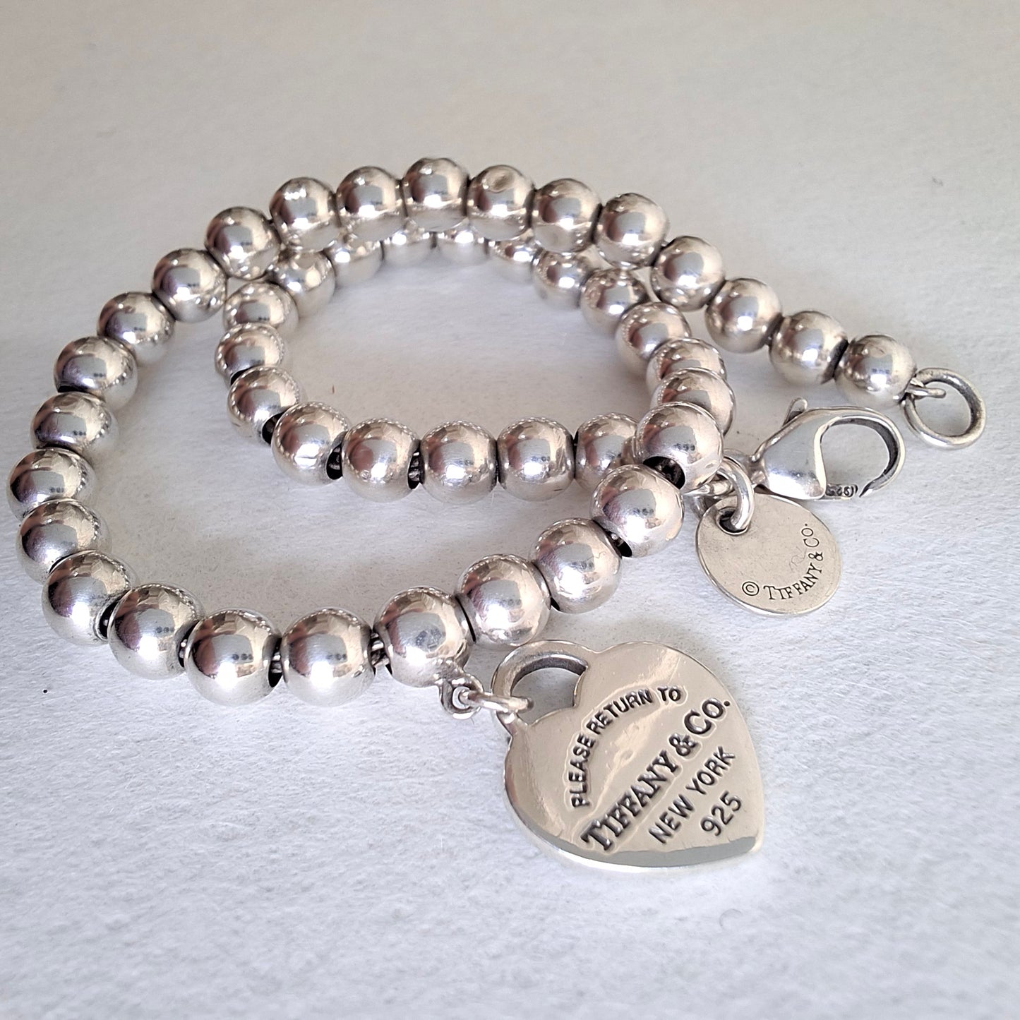 Tiffany Blue Return to Tiffany Heart Tag Bead Bracelet in Sterling Silver