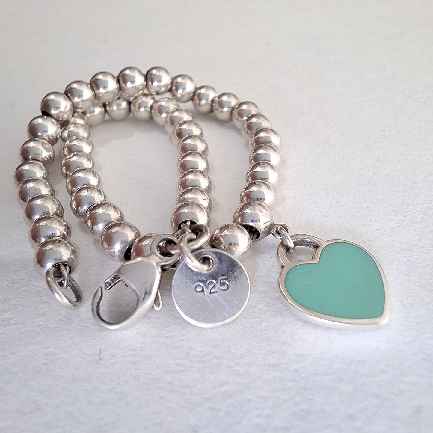 Tiffany Blue Return to Tiffany Heart Tag Bead Bracelet in Sterling Silver