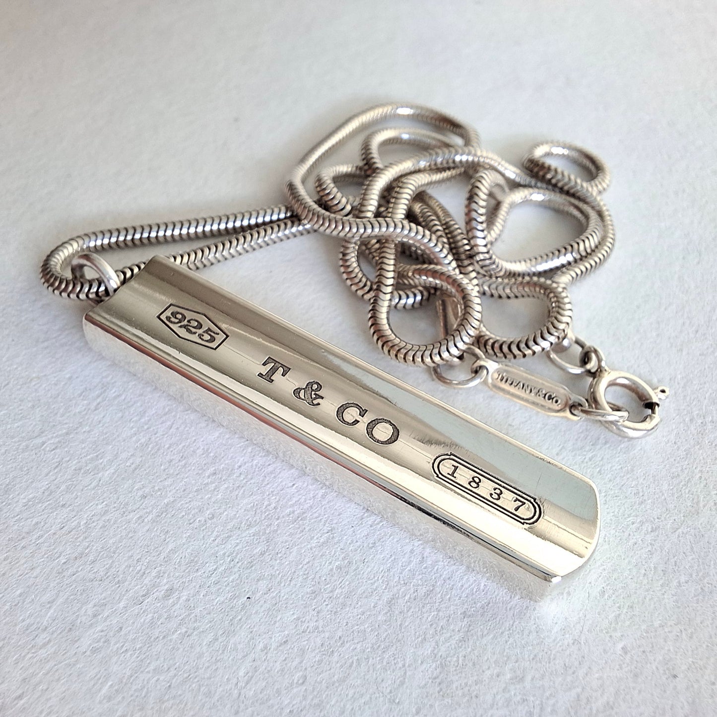 Vintage Tiffany & Co 1837 Snake Link Necklace in Hallmarked Sterling Silver