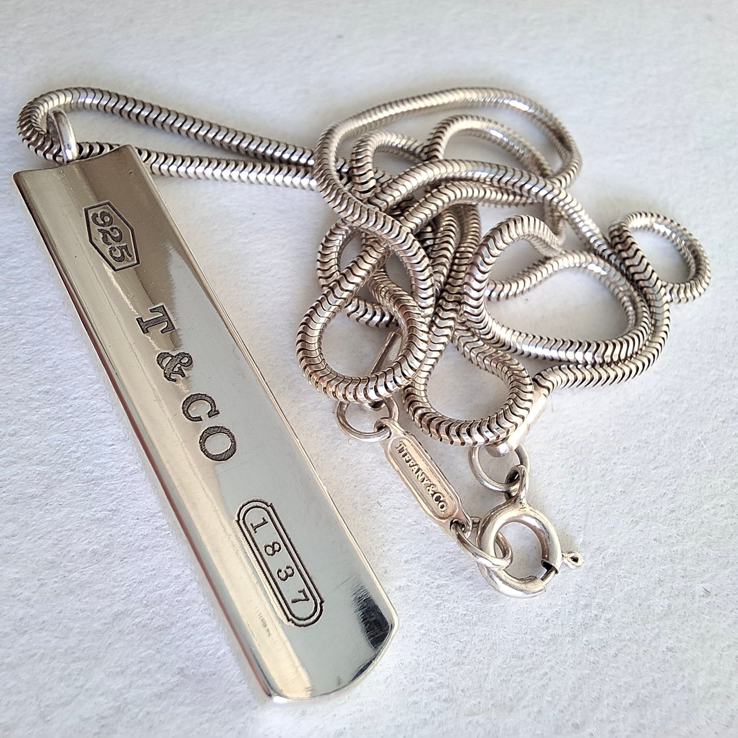 Vintage Tiffany & Co 1837 Snake Link Necklace in Hallmarked Sterling Silver