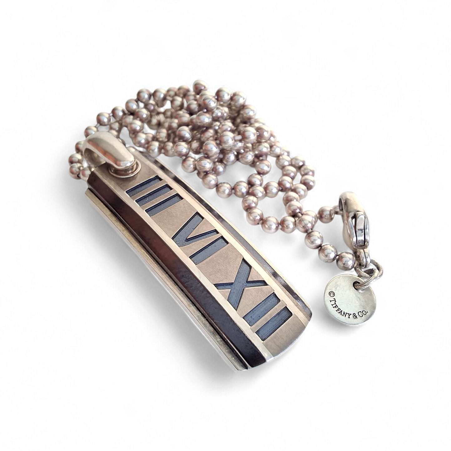 Tiffany & Co Atlas Pendant Necklace in Hallmarked Sterling Silver and Titanium