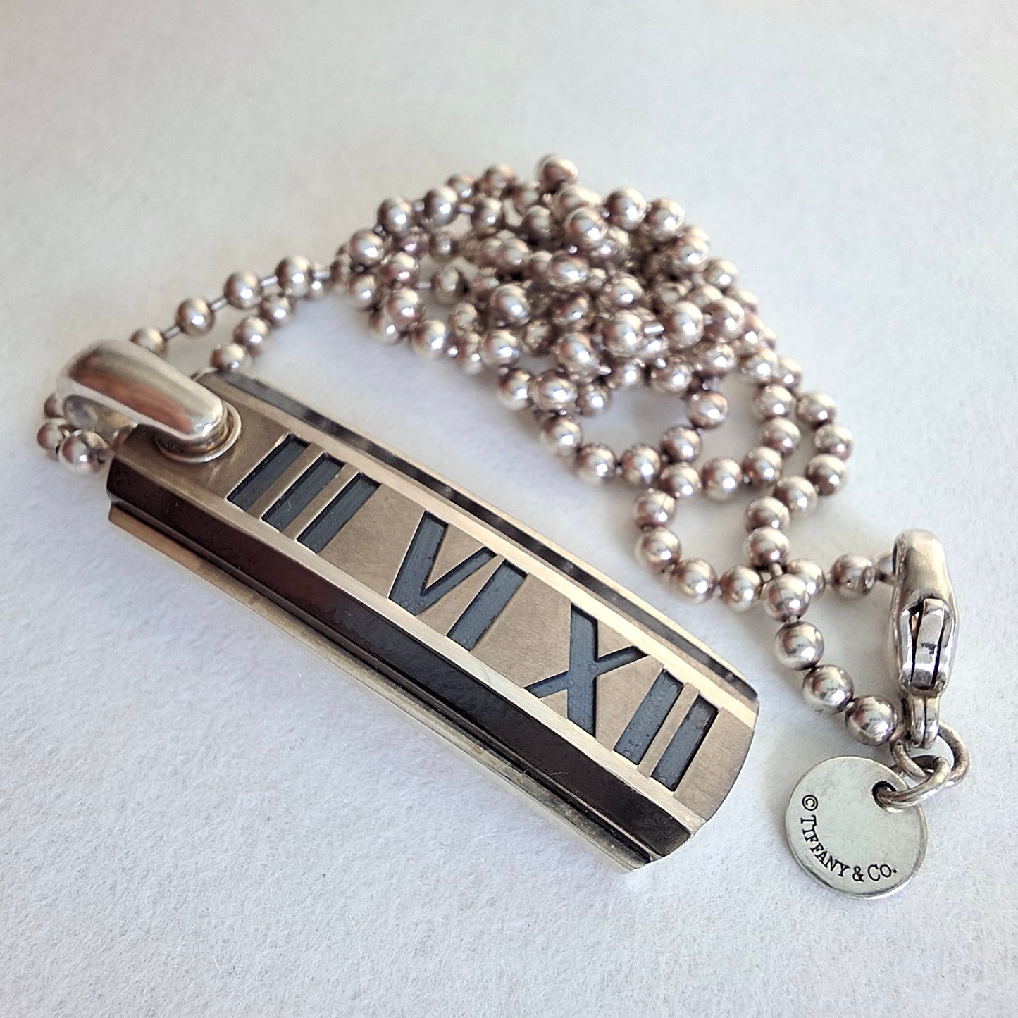 Tiffany & Co Atlas Pendant Necklace in Hallmarked Sterling Silver and Titanium