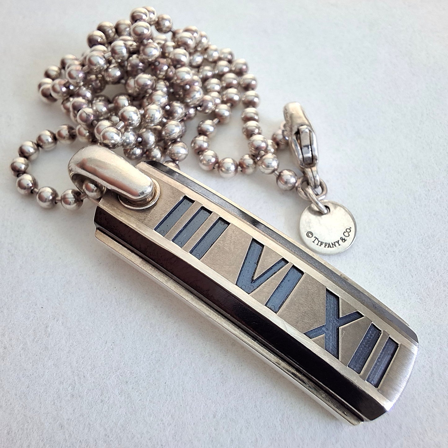 Tiffany & Co Atlas Pendant Necklace in Hallmarked Sterling Silver and Titanium