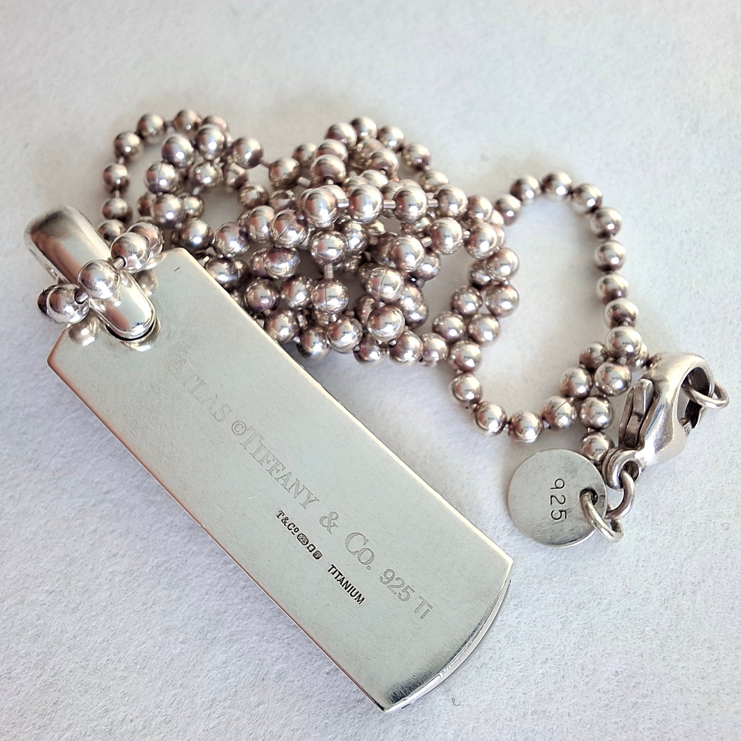 Tiffany & Co Atlas Pendant Necklace in Hallmarked Sterling Silver and Titanium