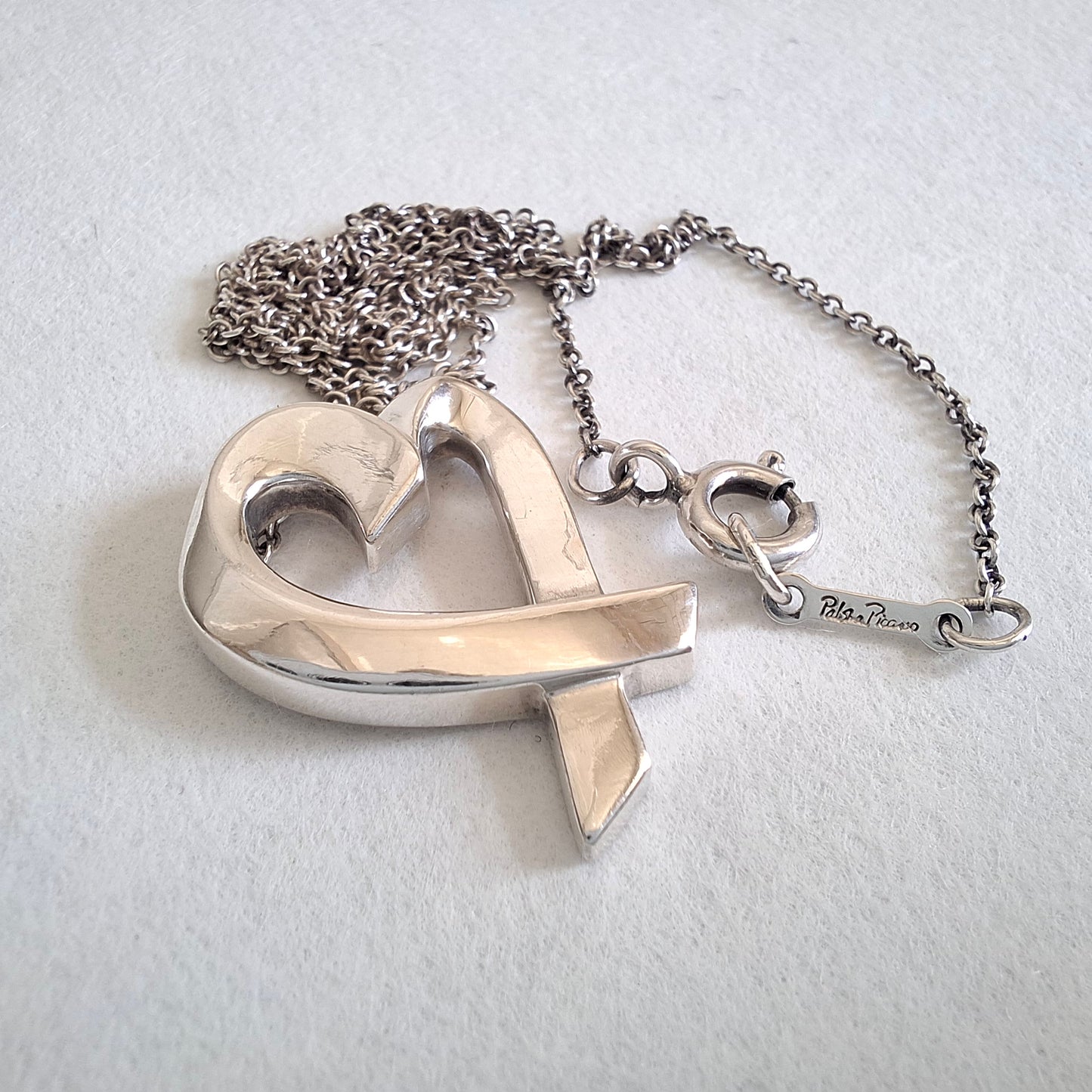 Vintage Paloma Picasso Tiffany & Co Loving Heart Pendant Necklace in Sterling Silver