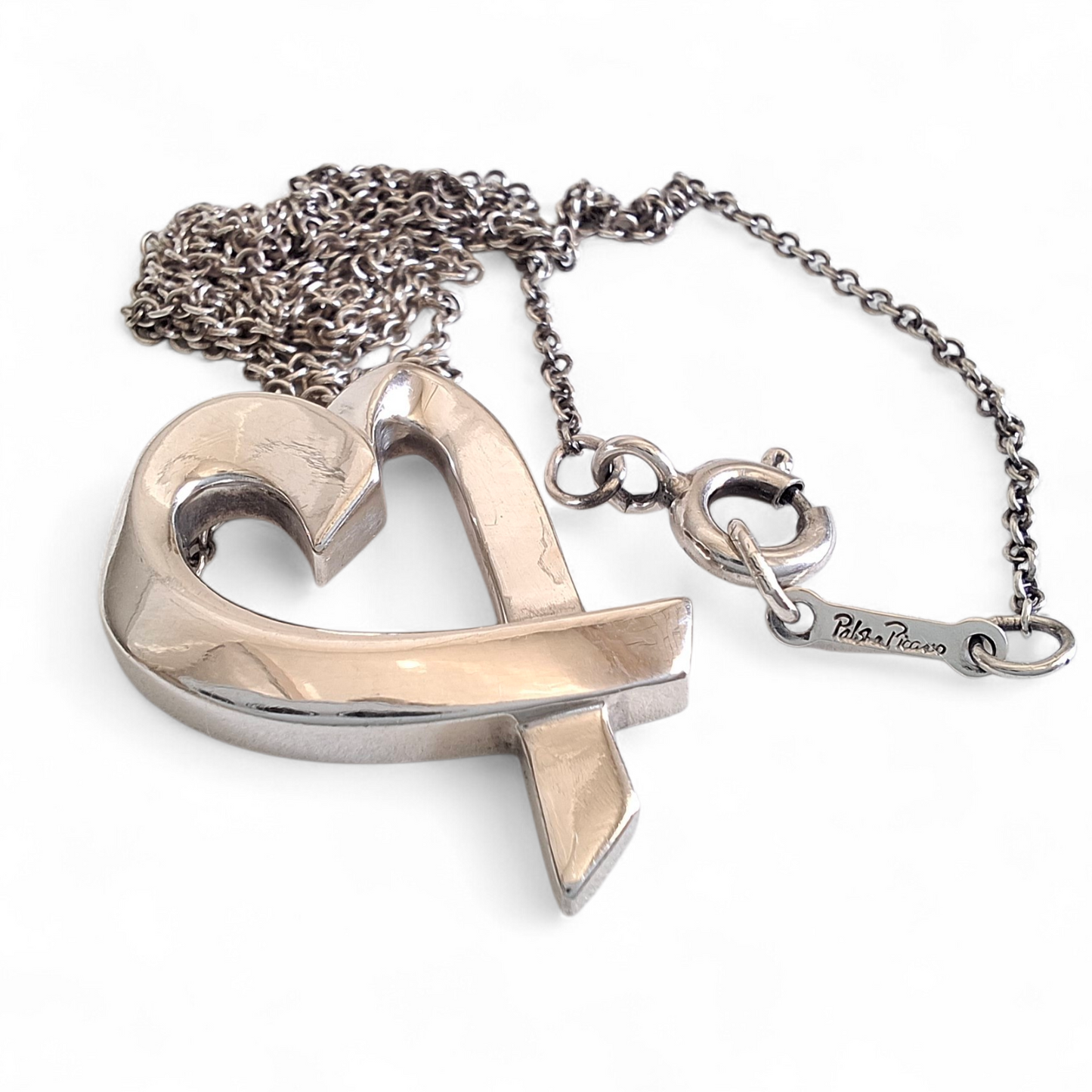 Vintage Paloma Picasso Tiffany & Co Loving Heart Pendant Necklace in Sterling Silver
