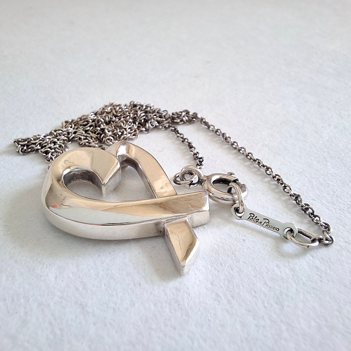 Vintage Paloma Picasso Tiffany & Co Loving Heart Pendant Necklace in Sterling Silver