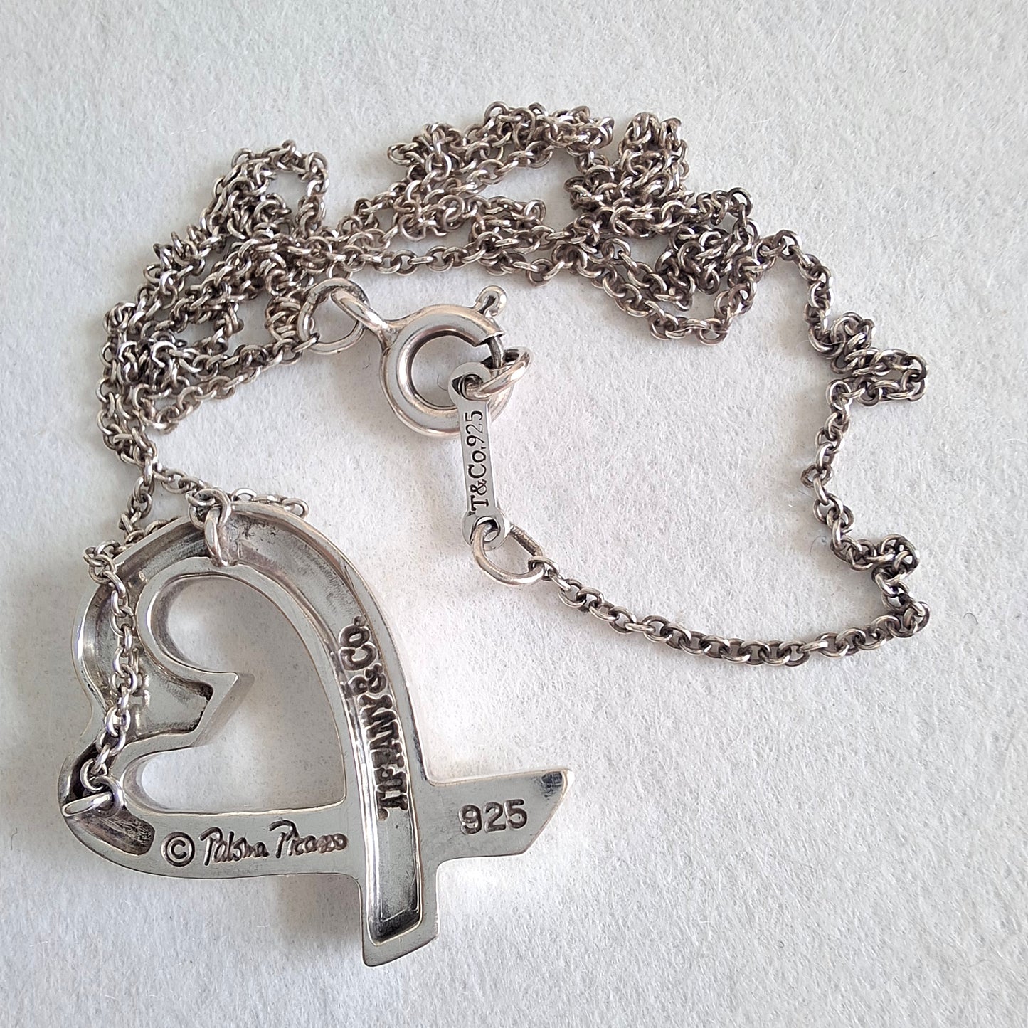 Vintage Paloma Picasso Tiffany & Co Loving Heart Pendant Necklace in Sterling Silver