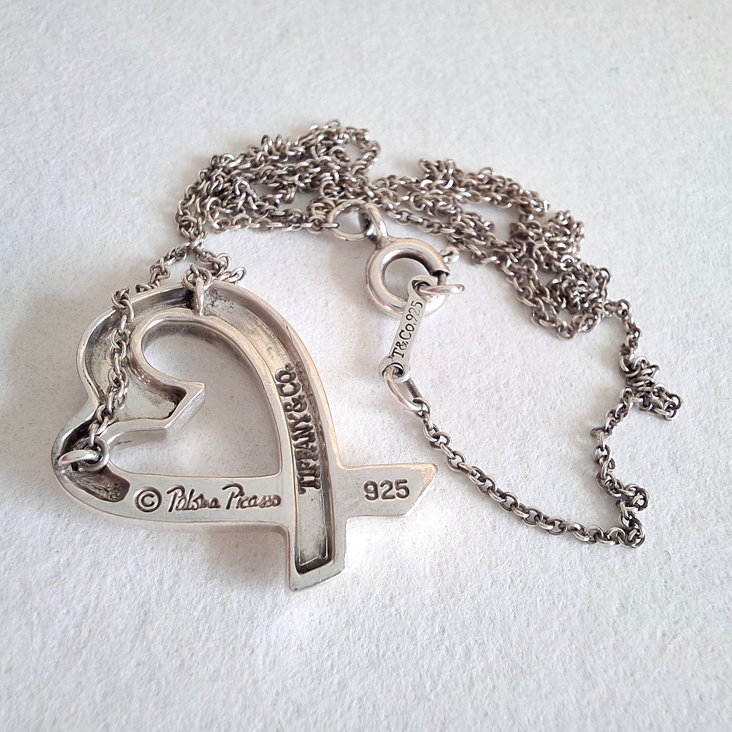Vintage Paloma Picasso Tiffany & Co Loving Heart Pendant Necklace in Sterling Silver